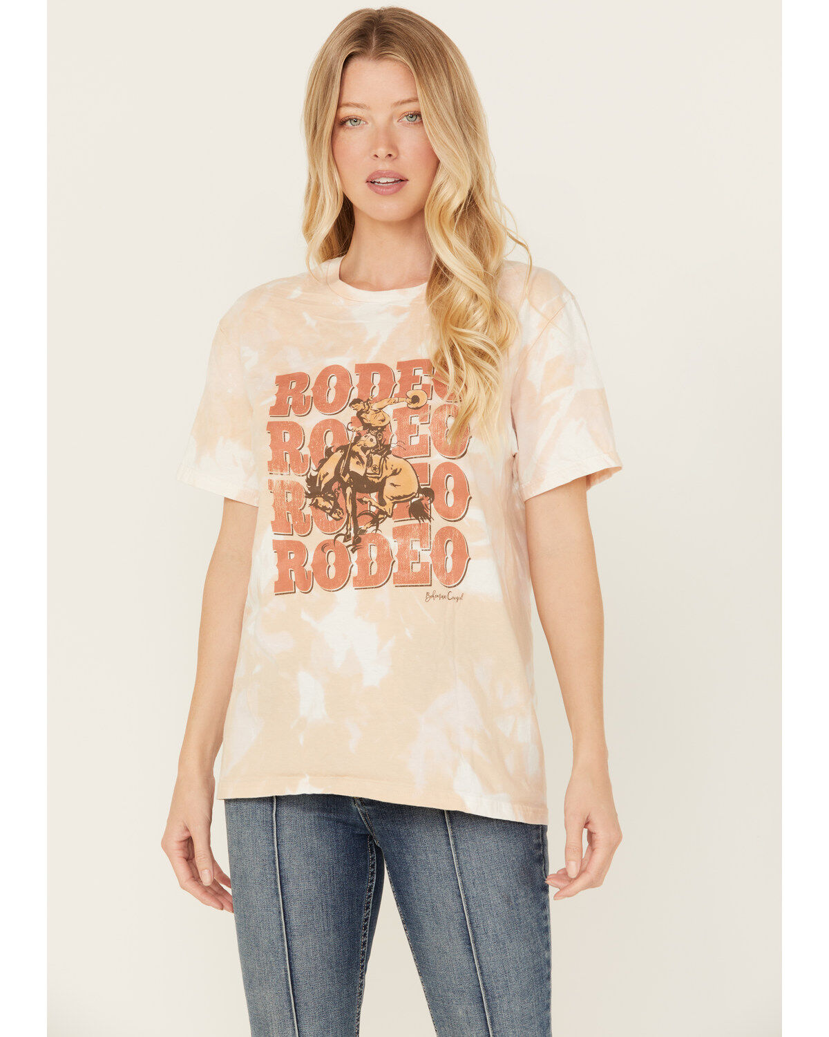 Women's Bohemian Cowgirl Rodeo Rodeo Rodeo Bleached Short Sleeve Graph