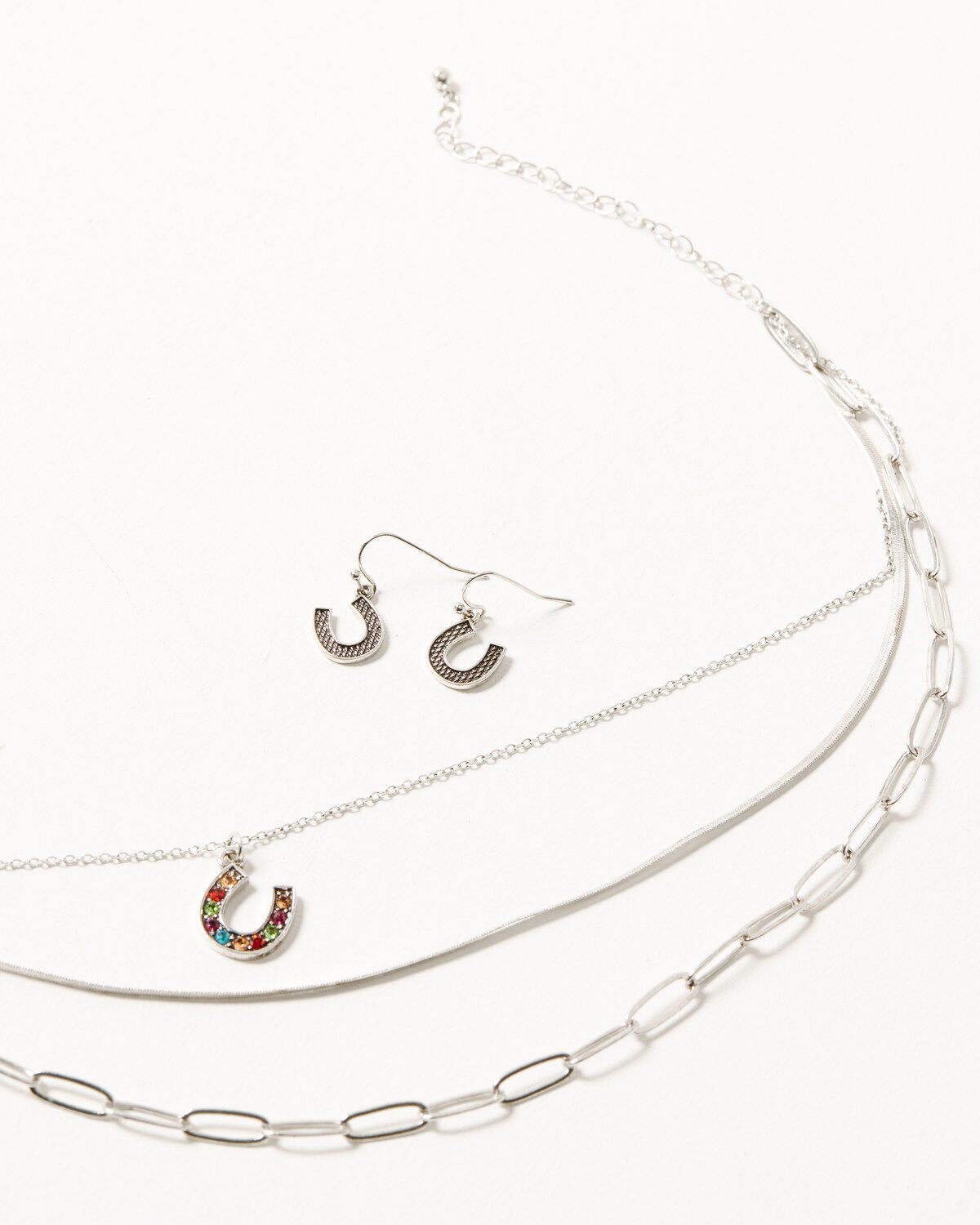 Women's Shyanne Layered Chain Rainbow Horseshoe Jewelry Set - 2 Piece