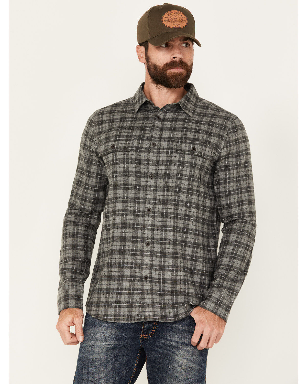 Men's Brothers and Sons Burleson Everyday Plaid Print Long Sleeve Butt