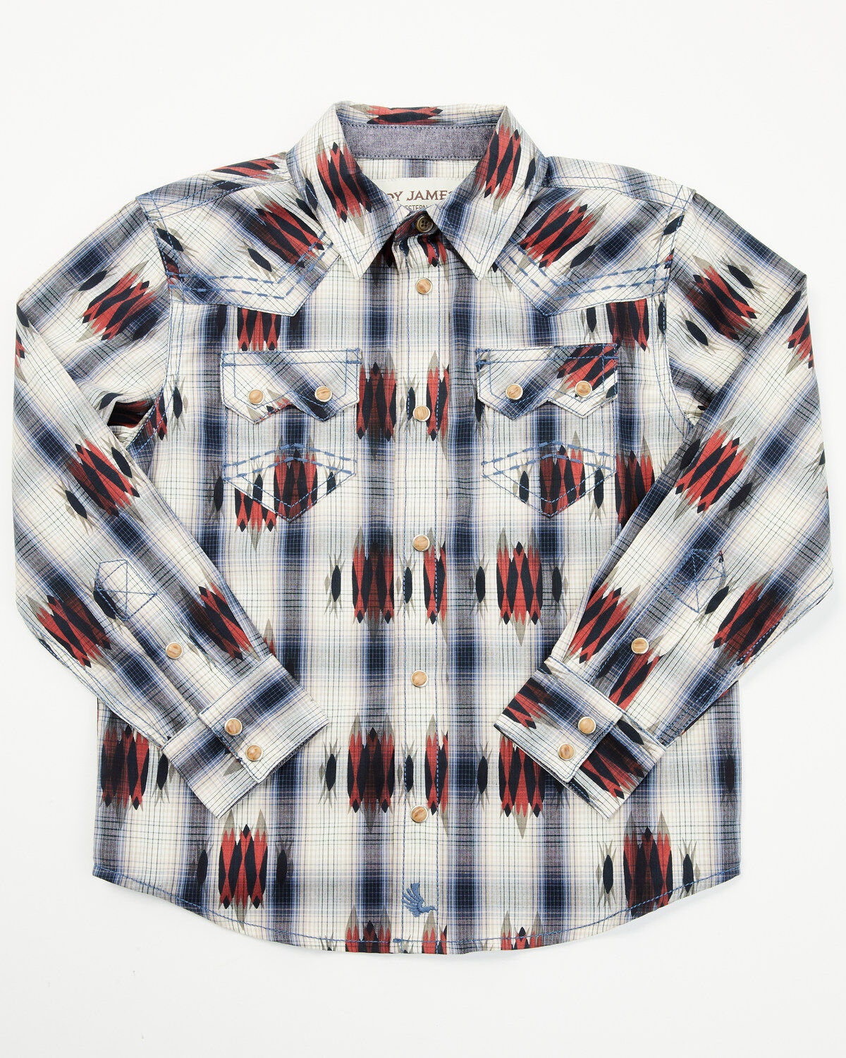 Boys' Cody James Toddler Zion Sunset Plaid Print Long Sleeve Snap West