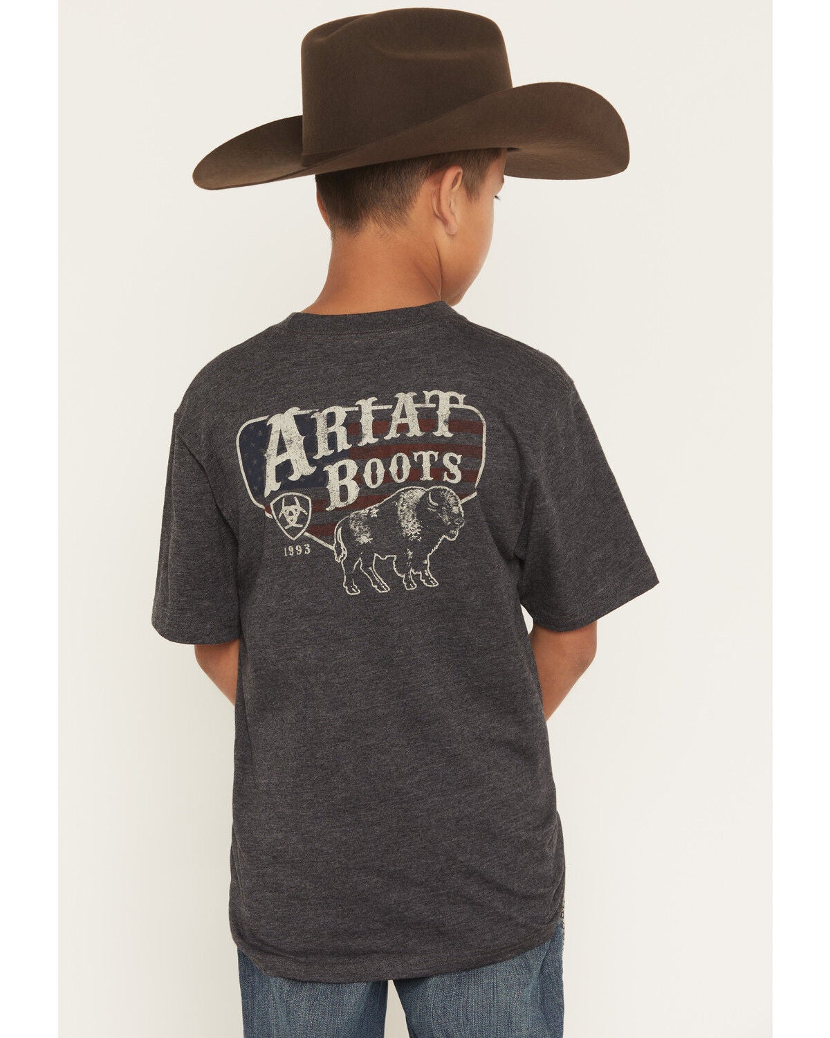 Boys' Ariat Logo Bison Flag Short Sleeve Graphic T-Shirt