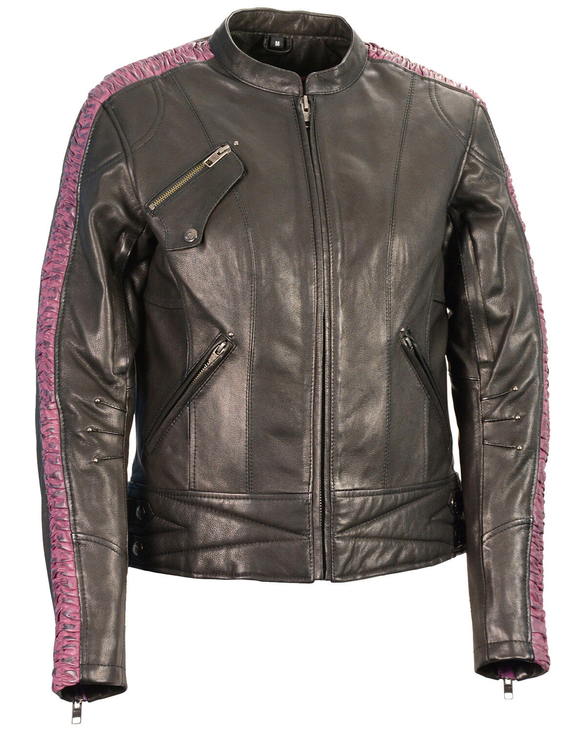 Women's Milwaukee Leather Crinkle Arm Lightweight Racer Leather Jacket