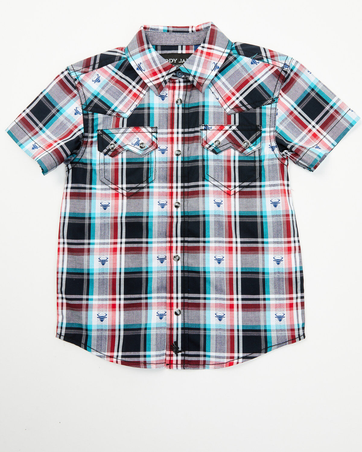 Boys' Cody James Toddler Steerhead Plaid Print Short Sleeve Snap Weste