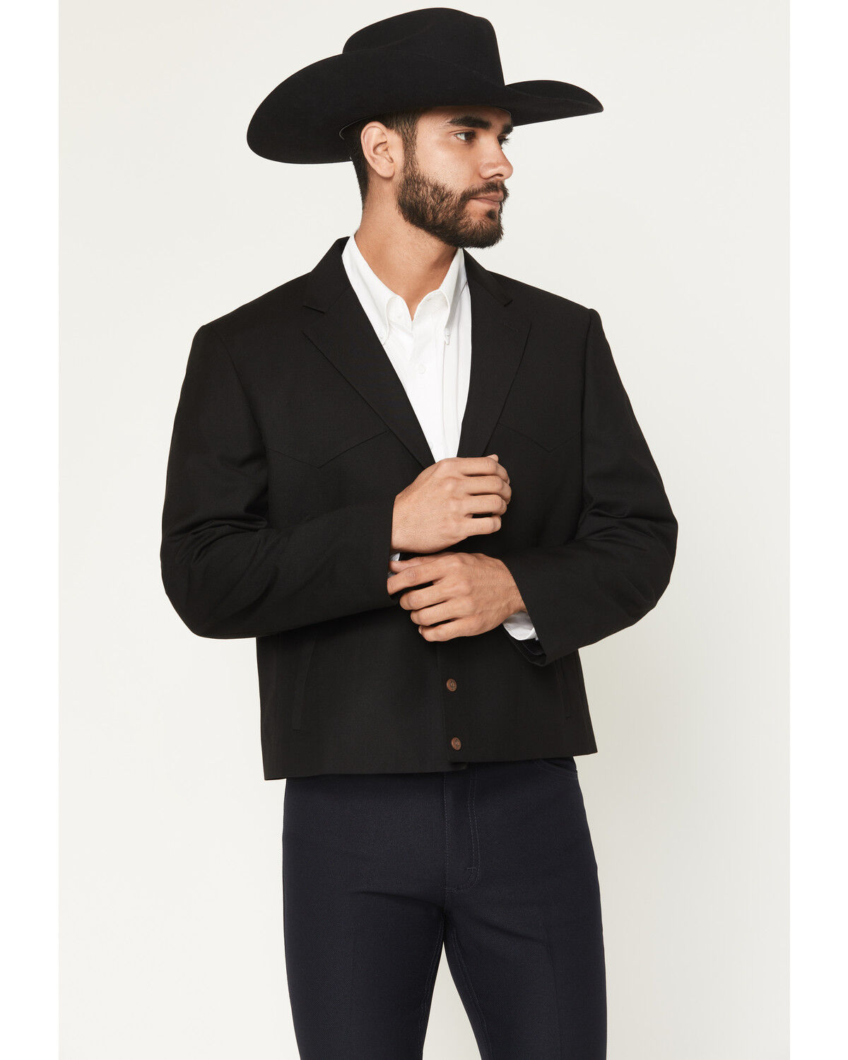 Men's Cody James Black 1978 Solid Snap Cropped Sportcoat