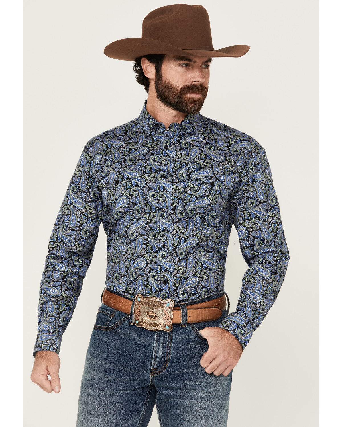 Men's Roper Amarillo Paisley Print Long Sleeve Button-Down Western Shi