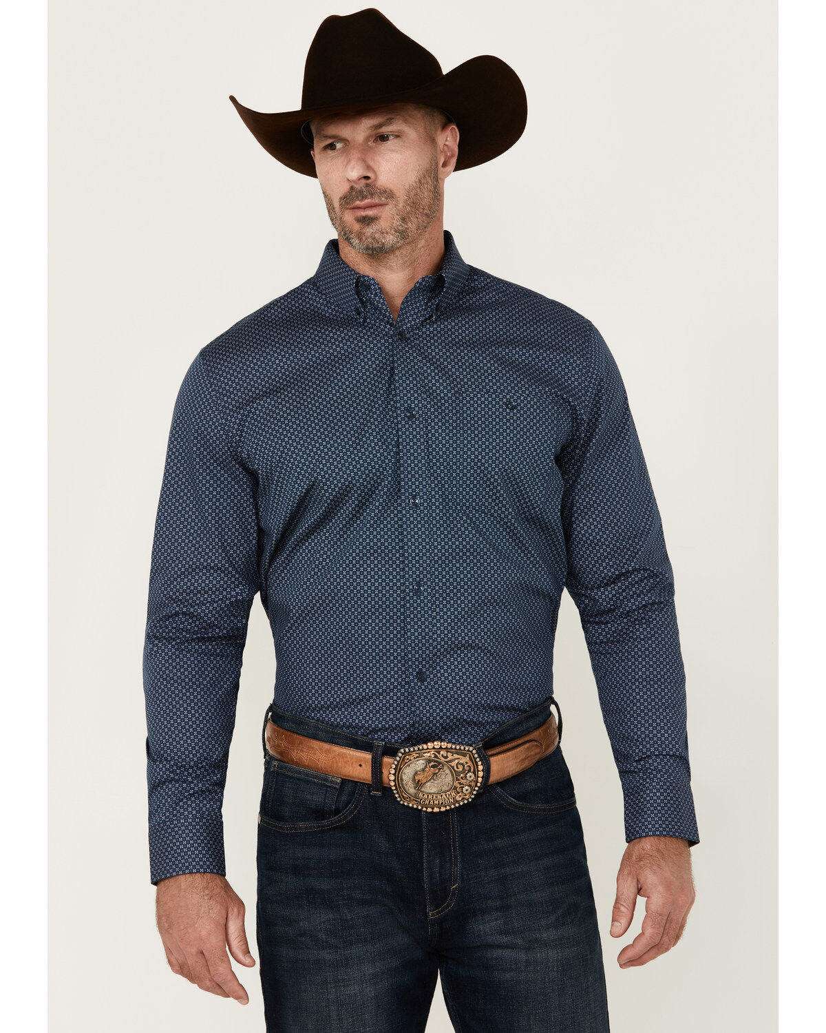 Men's RANK 45 Bandera Mini Geo Print Long Sleeve Button-Down Western