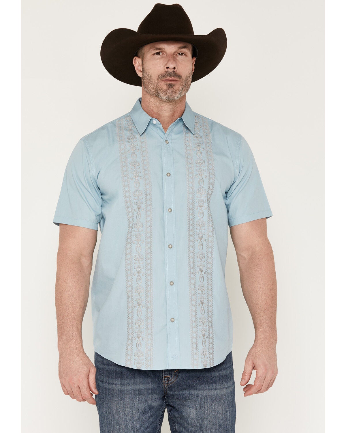 Men's Moonshine Spirit Gaucho Embroidered Short Sleeve Snap Western S