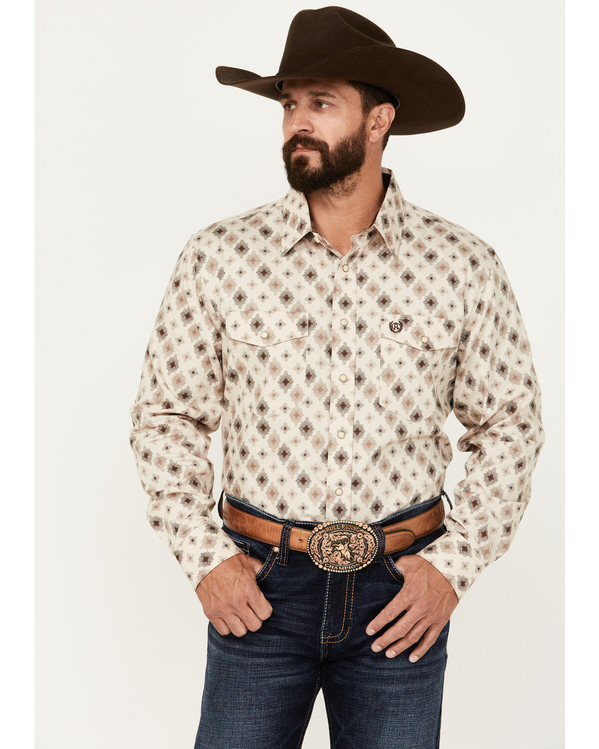 Men's Panhandle Select Medallion Print Long Sleeve Snap Western Shirt