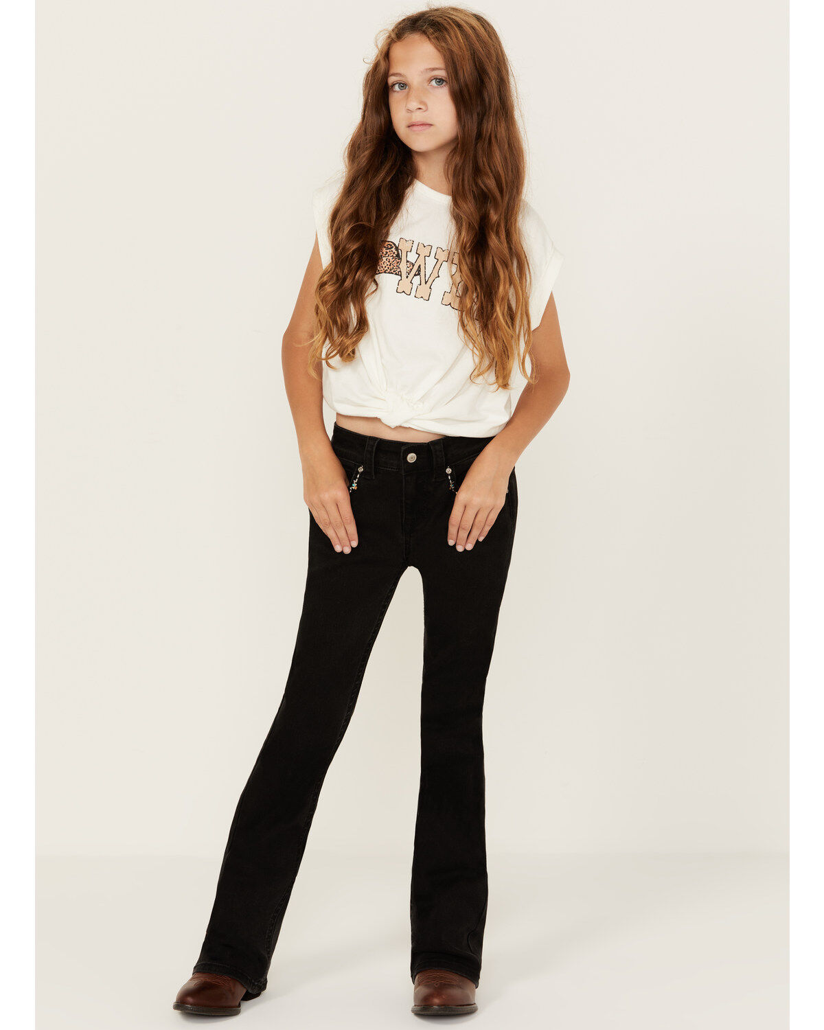 Girls' Shyanne Southwestern Embroidered Pocket Bootcut Stretch Jeans