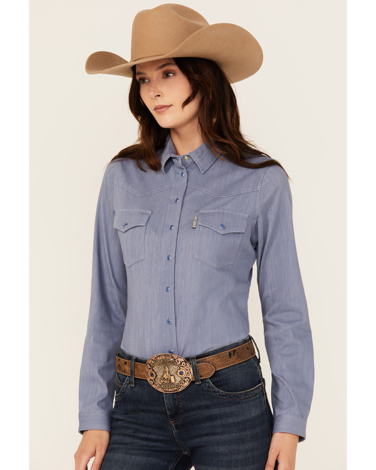Women's Outback Trading Co Solid Knit Long Sleeve Snap Western Shirt