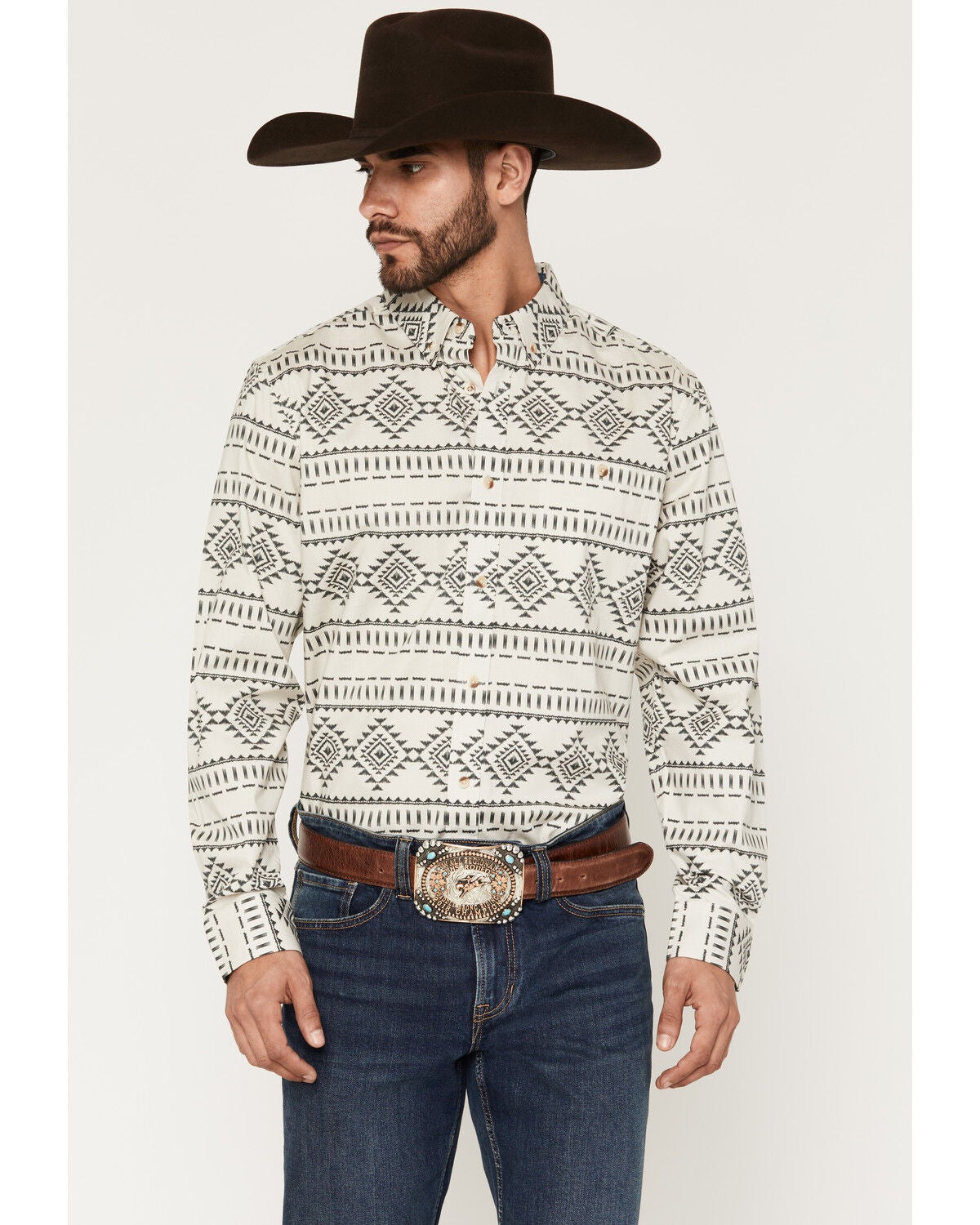 Men's RANK 45 Desert Heat Southwestern Print Long Sleeve Snap Stretch