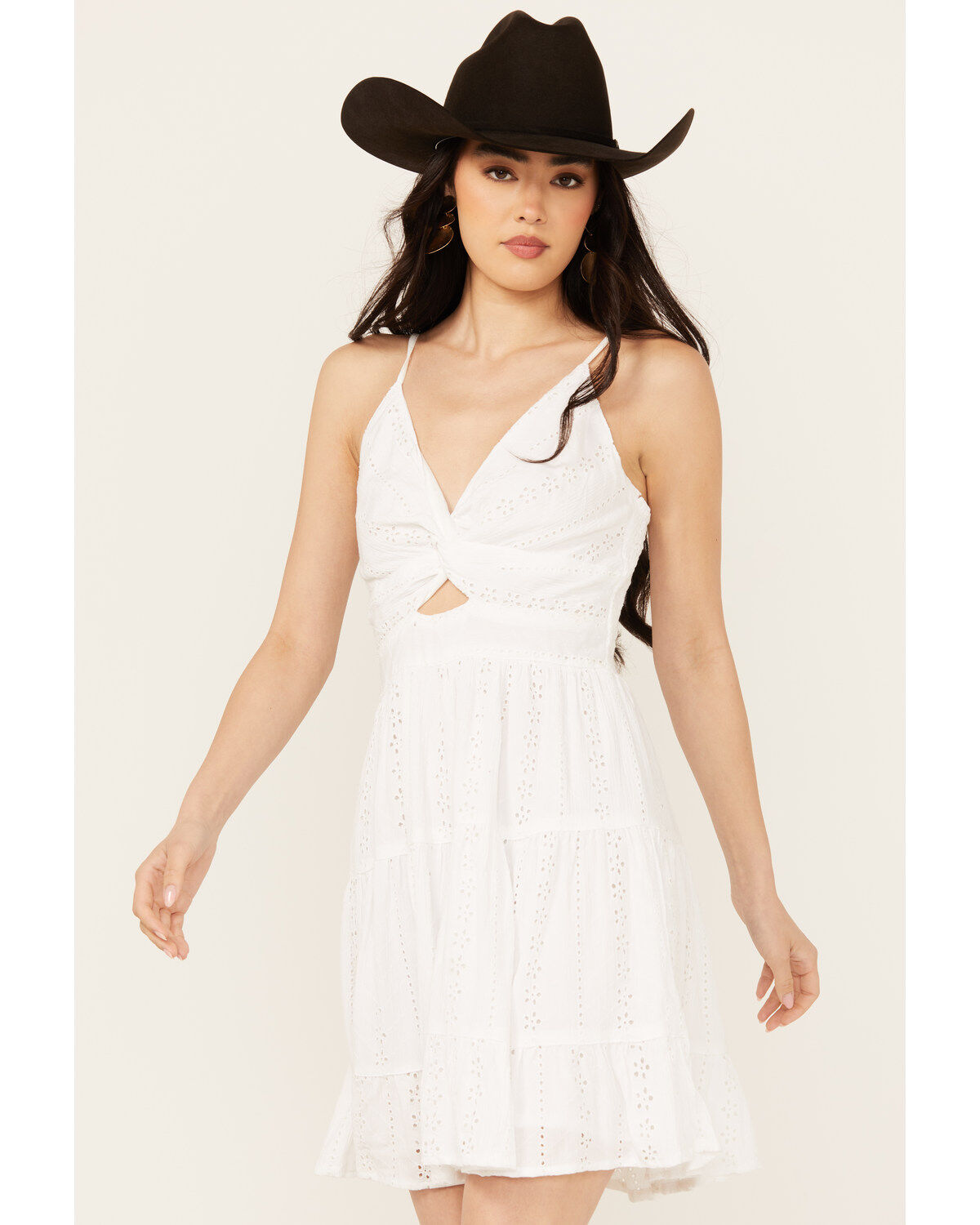 Women's Angie Eyelet Knot Front Mini Dress