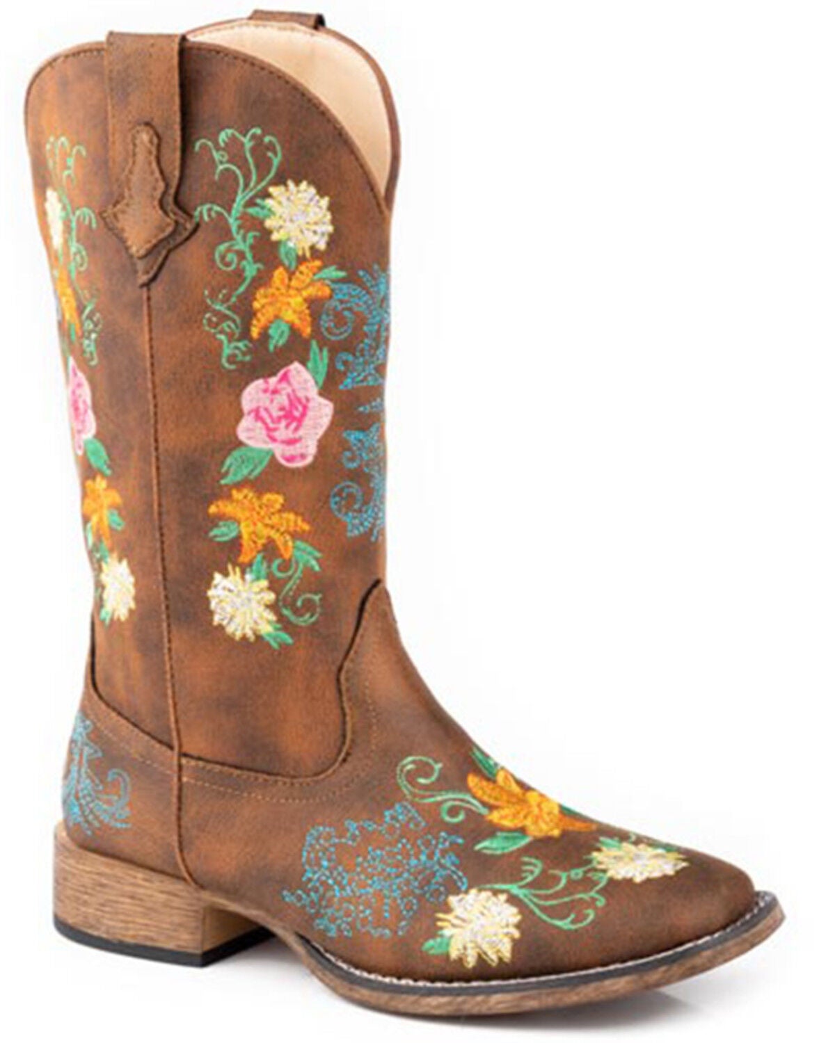 Women's Roper Bailey Floral Western Boots - Broad Square Toe