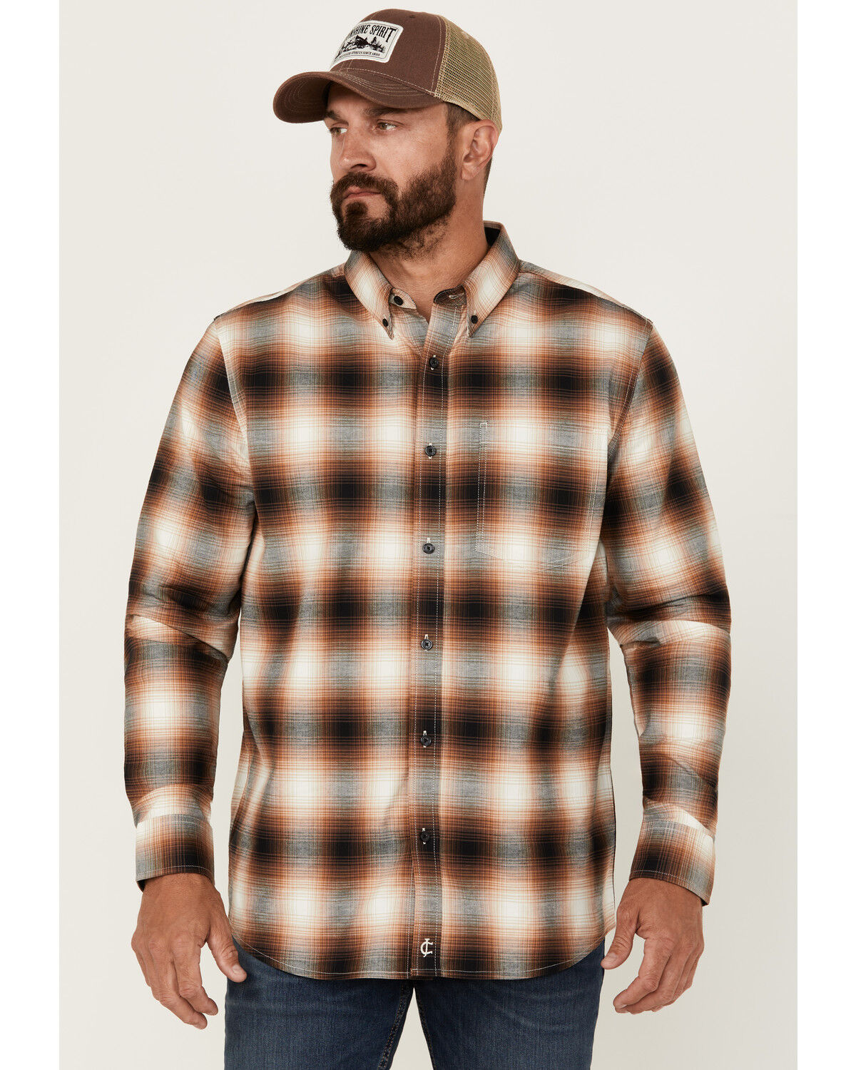Men's Cody James Hombre Plaid Print Long Sleeve Button-Down Stretch We