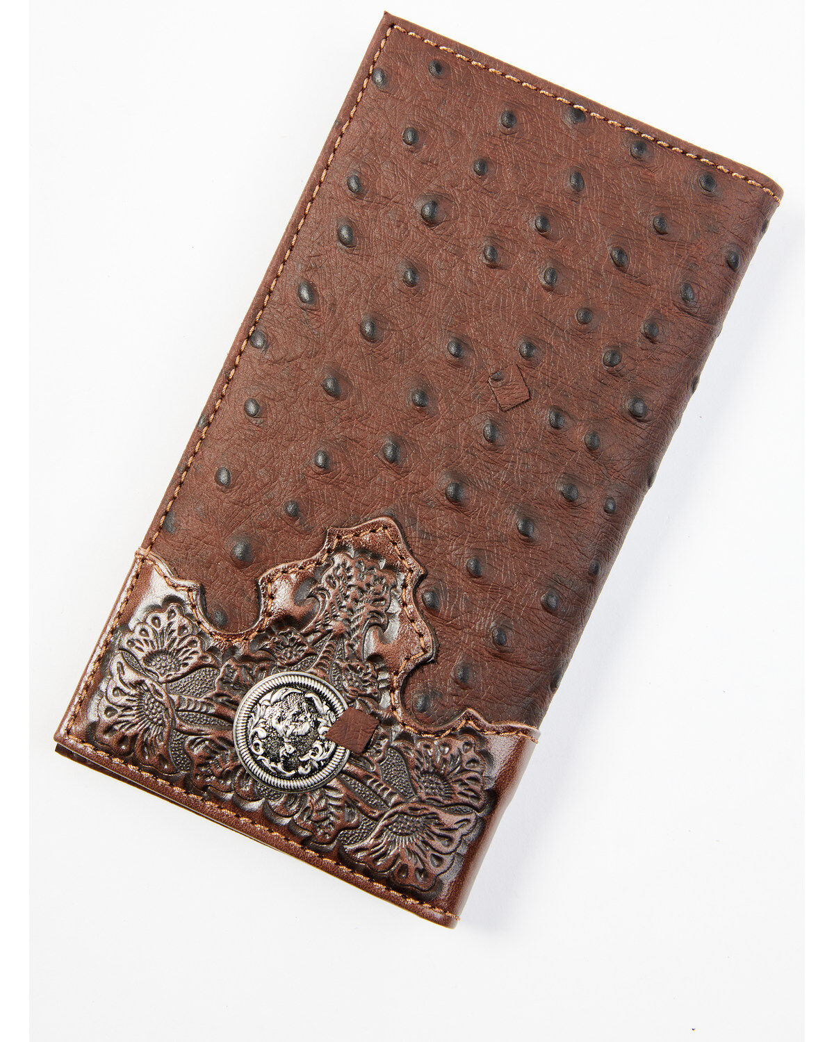Men's Cody James Bifold Ostrich Print Embossed Rodeo Wallet