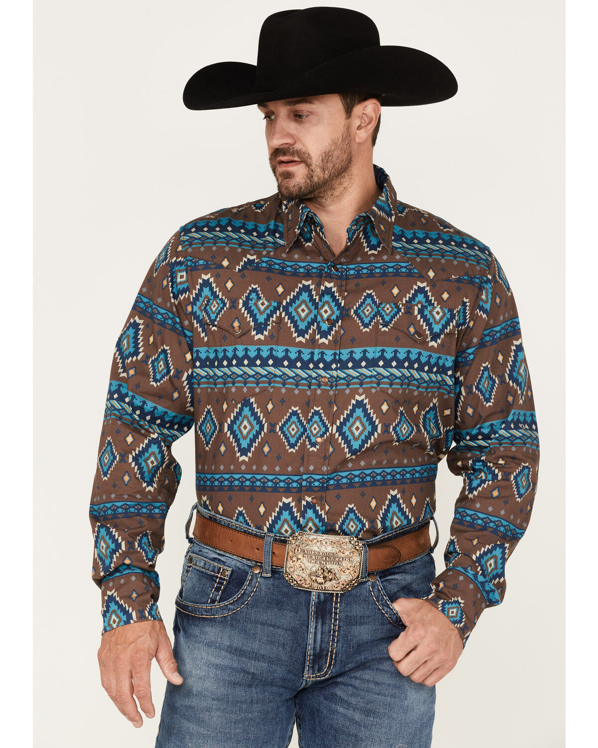 Men's Roper Southwestern Print Long Sleeve Snap Western Shirt