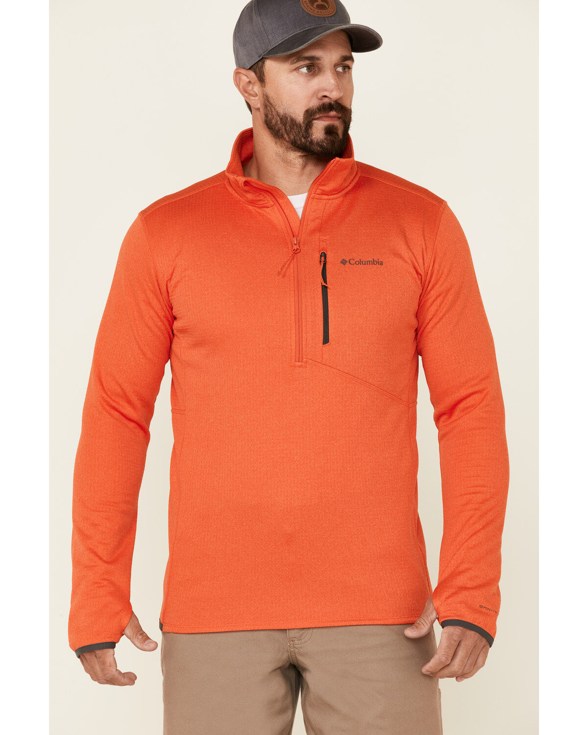 Men's Columbia Heather Quartz Red Park View 1/2 Zip Fleece Pullover