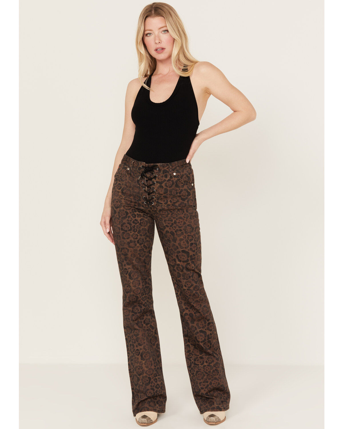 Women's Wrangler X Fender Leopard Print Lace-Up Denim Jeans