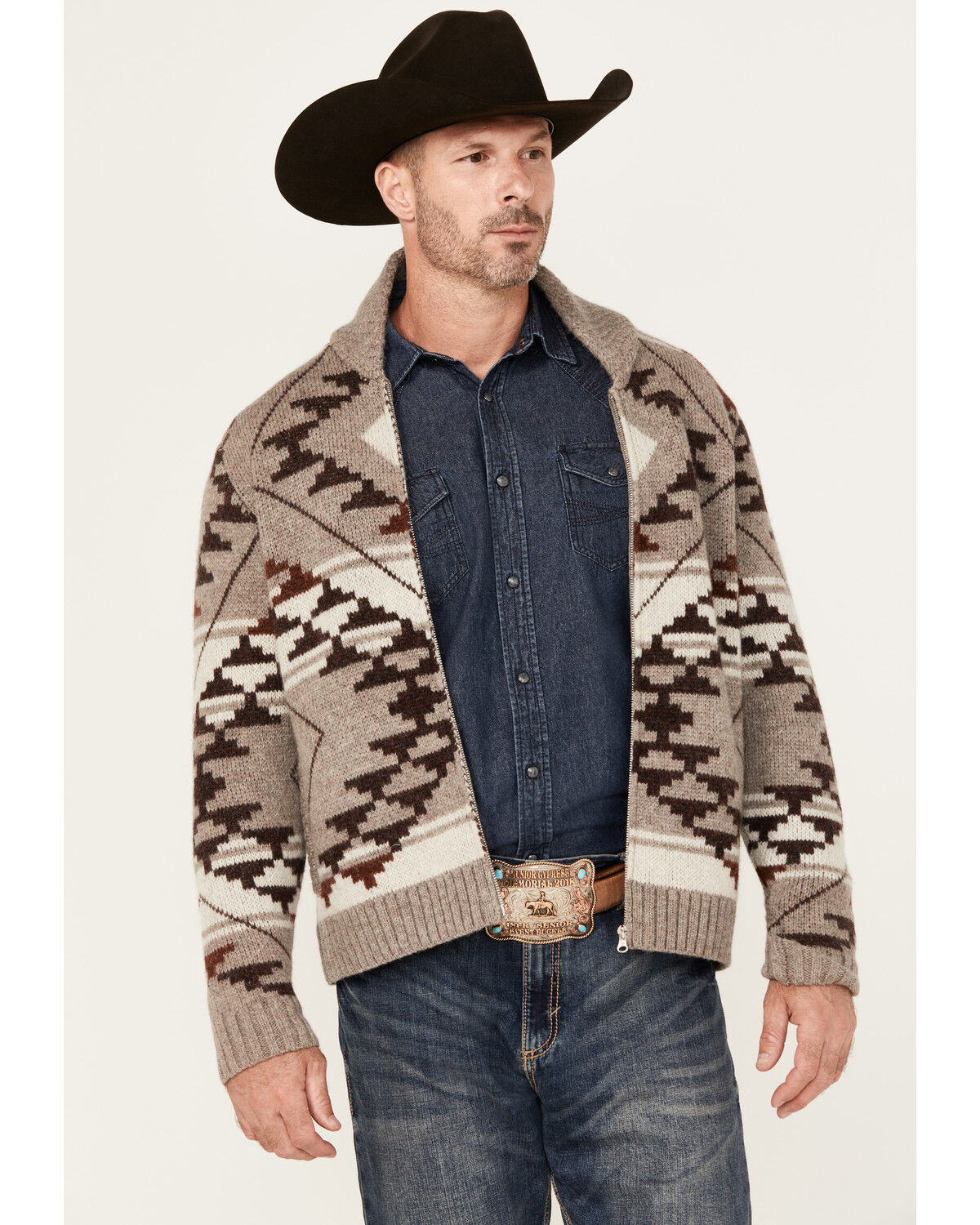 Men's Cody James Carson Southwestern Full Zip Chunky Sweater