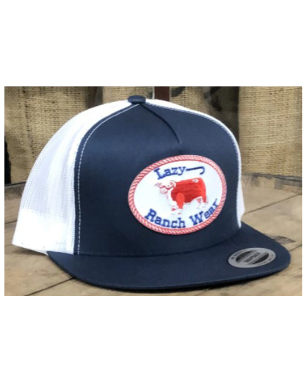 Men's Lazy J Ranch Navy & White Oval Logo Patch Mesh-Back Ball Cap