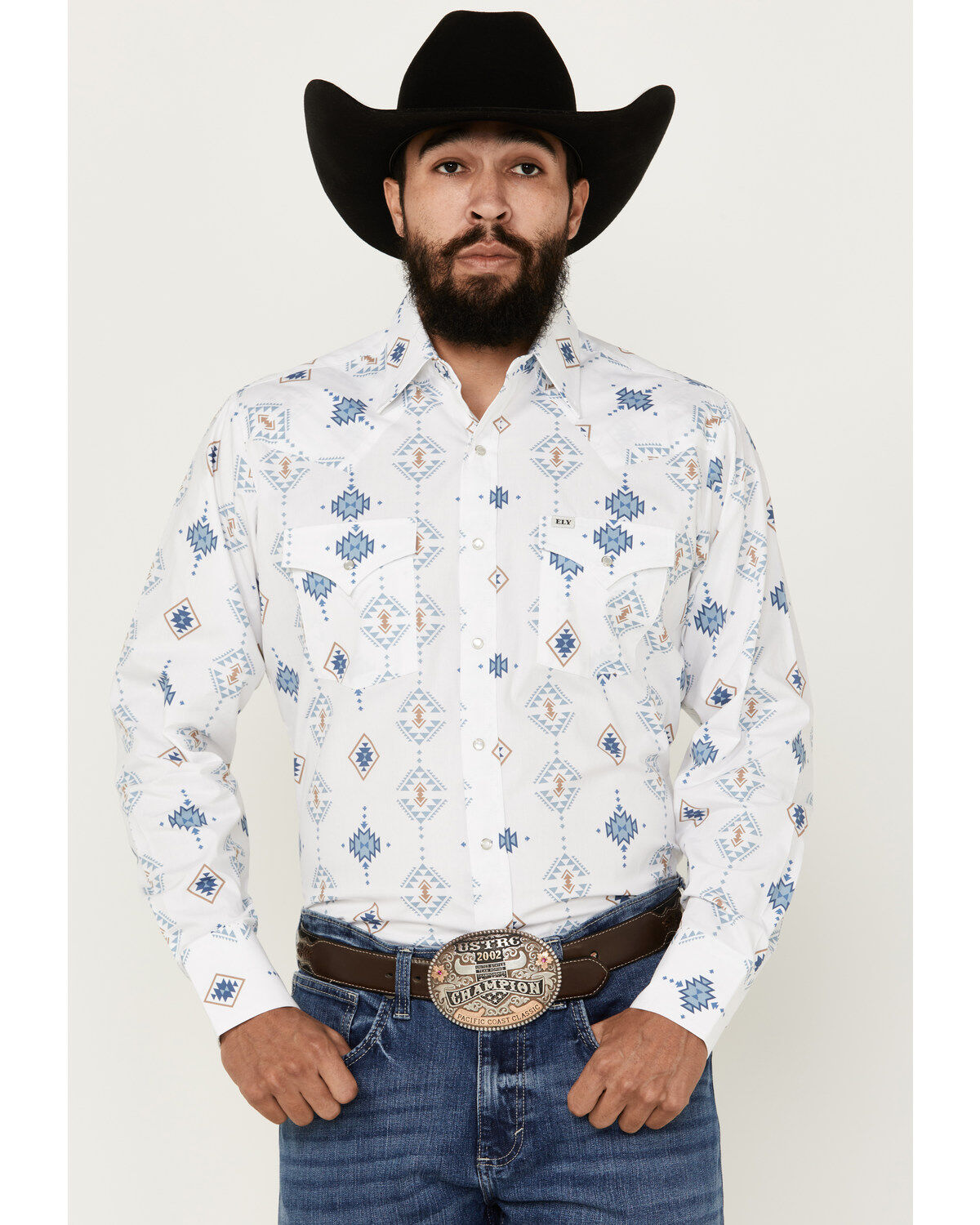 Men's Ely Walker Southwestern Print Long Sleeve Pearl Snap Western Shi