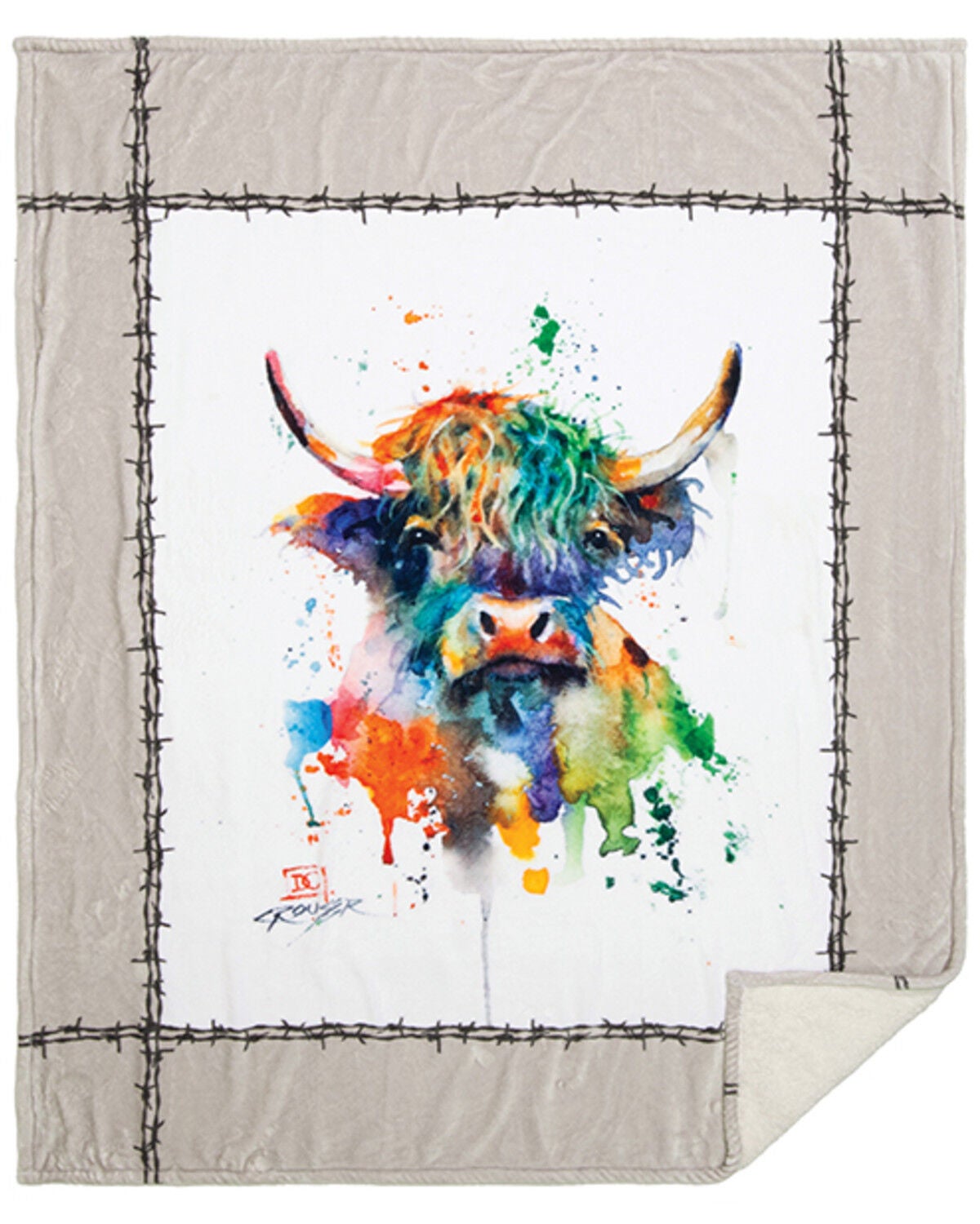 Carstens Home HIghland Cow Plush Sherpa Blanket