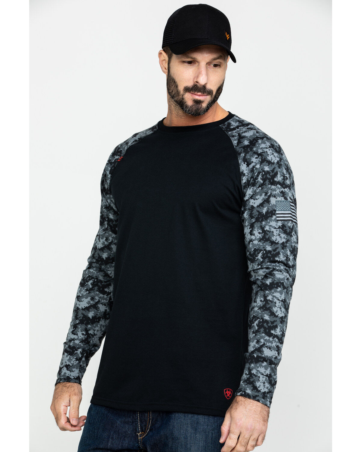 Men's Ariat Camo FR Baseball Long Sleeve Work Shirt