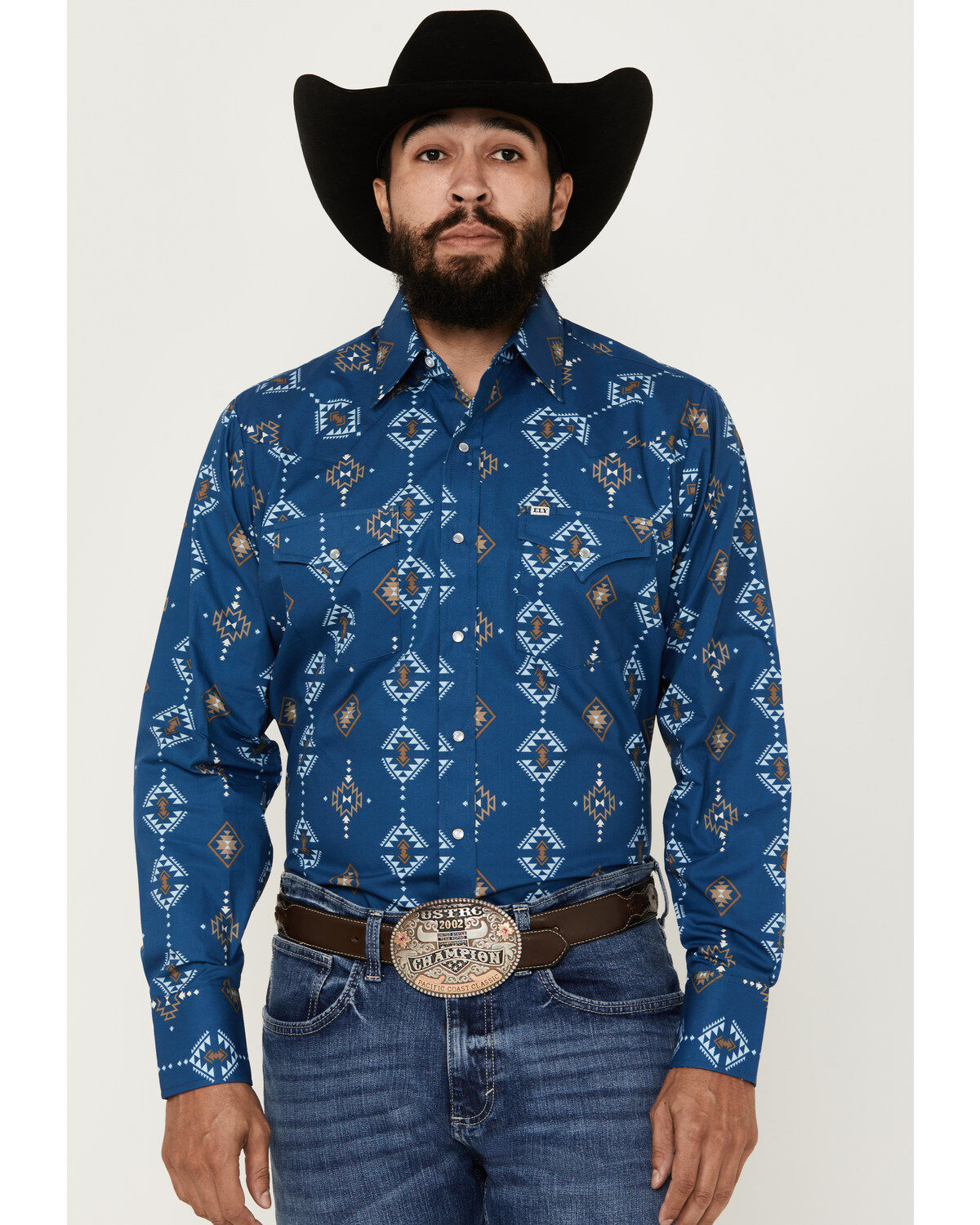 Men's Ely Walker Southwestern Print Long sleeve Pearl Snap Western Shi