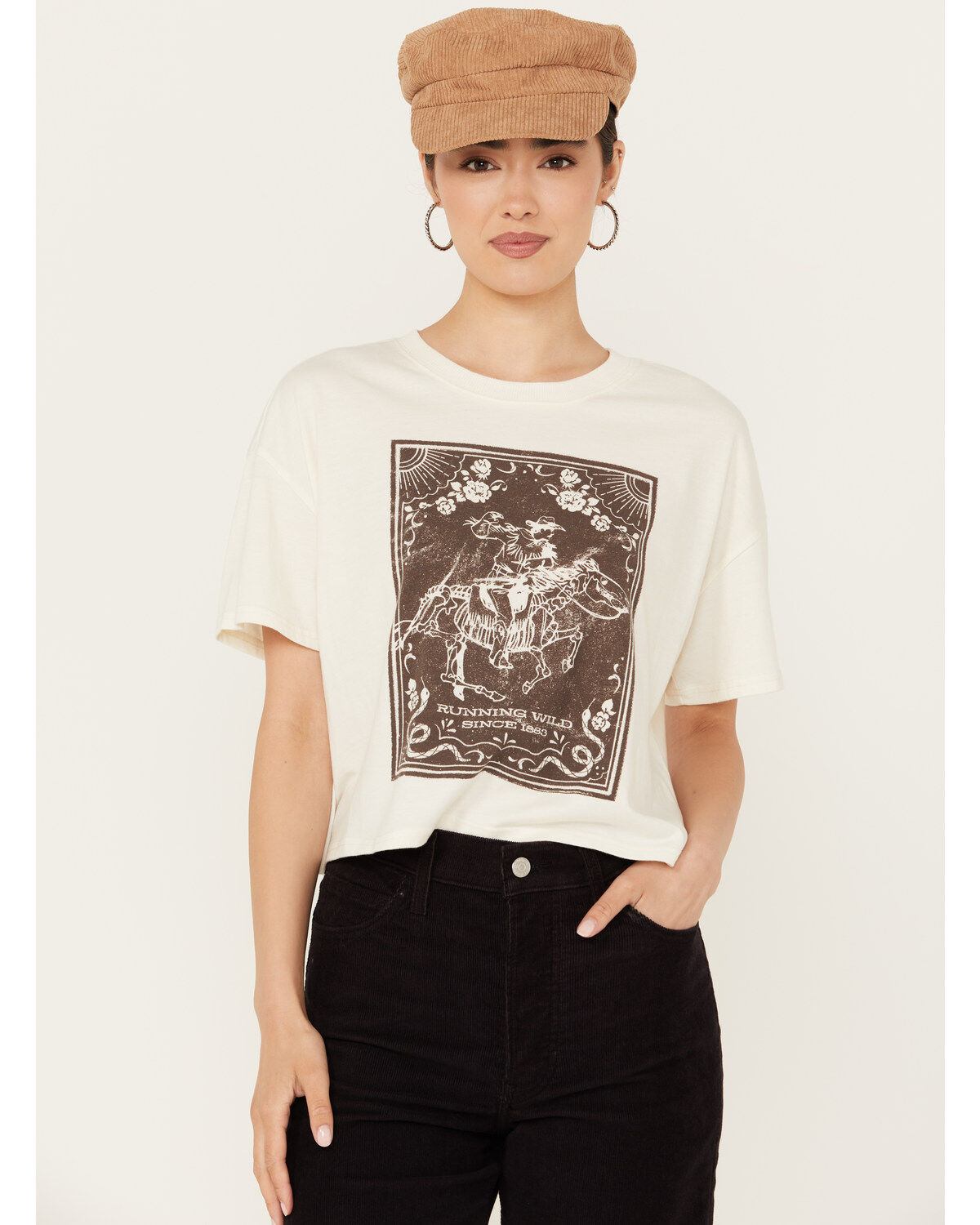 Women's White Crow Run Wild Short Sleeve Graphic Tee