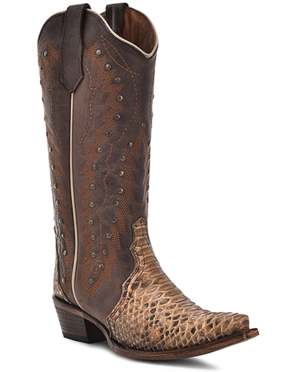 Women's Circle G Exotic Python Studded Western Boots - Snip Toe
