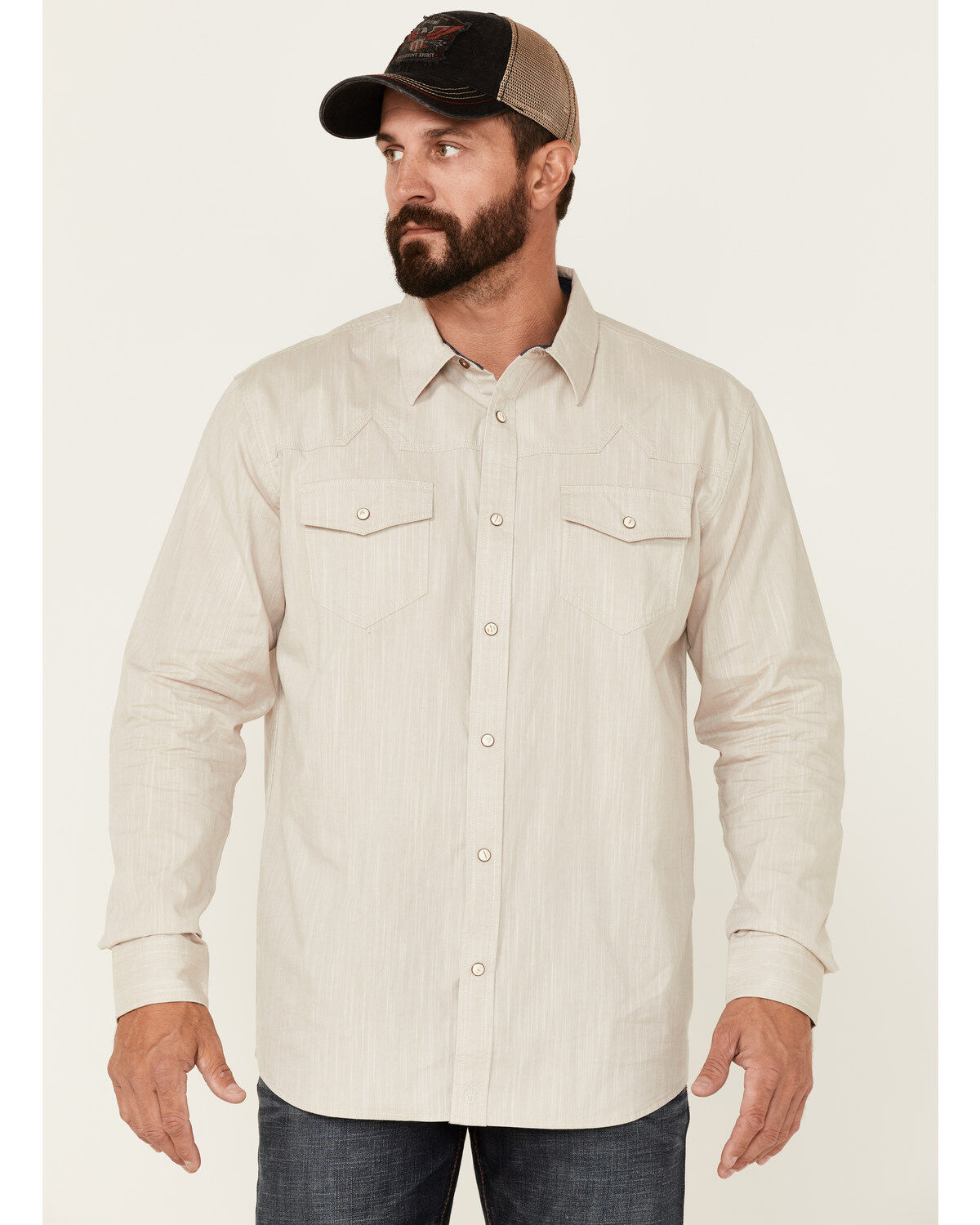 Men's Moonshine Spirit Solid Tan Ironwood Long Sleeve Snap Western Shi