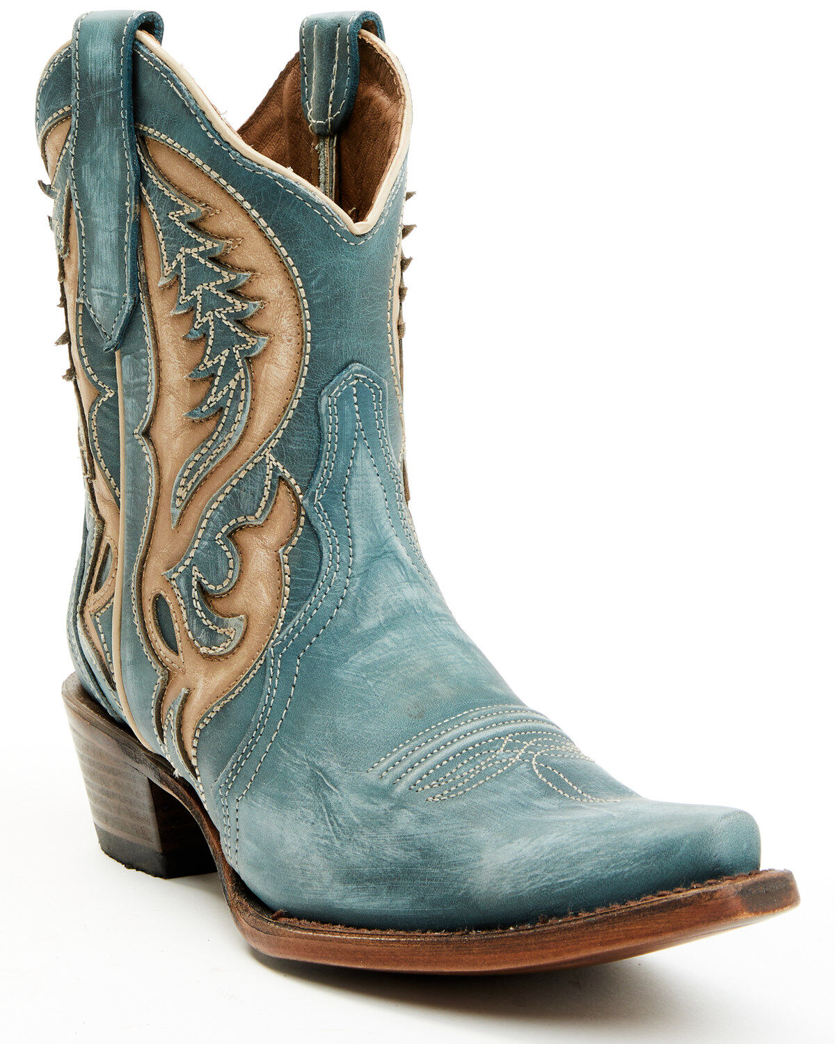 Women's Circle G Distressed Inlay Western Booties - Snip Toe