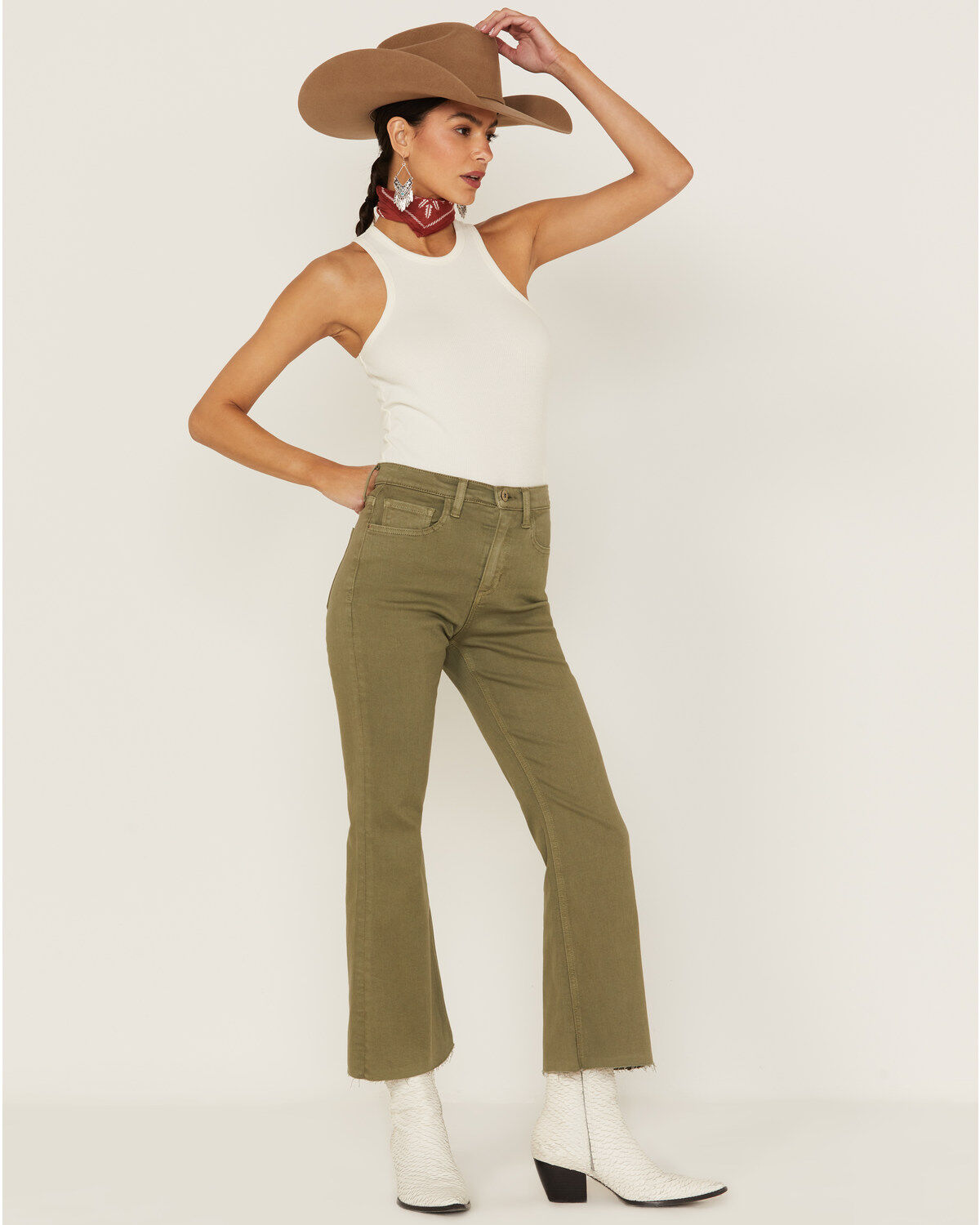 Women's Sneak Peek High Rise Raw Hem Crop Jeans