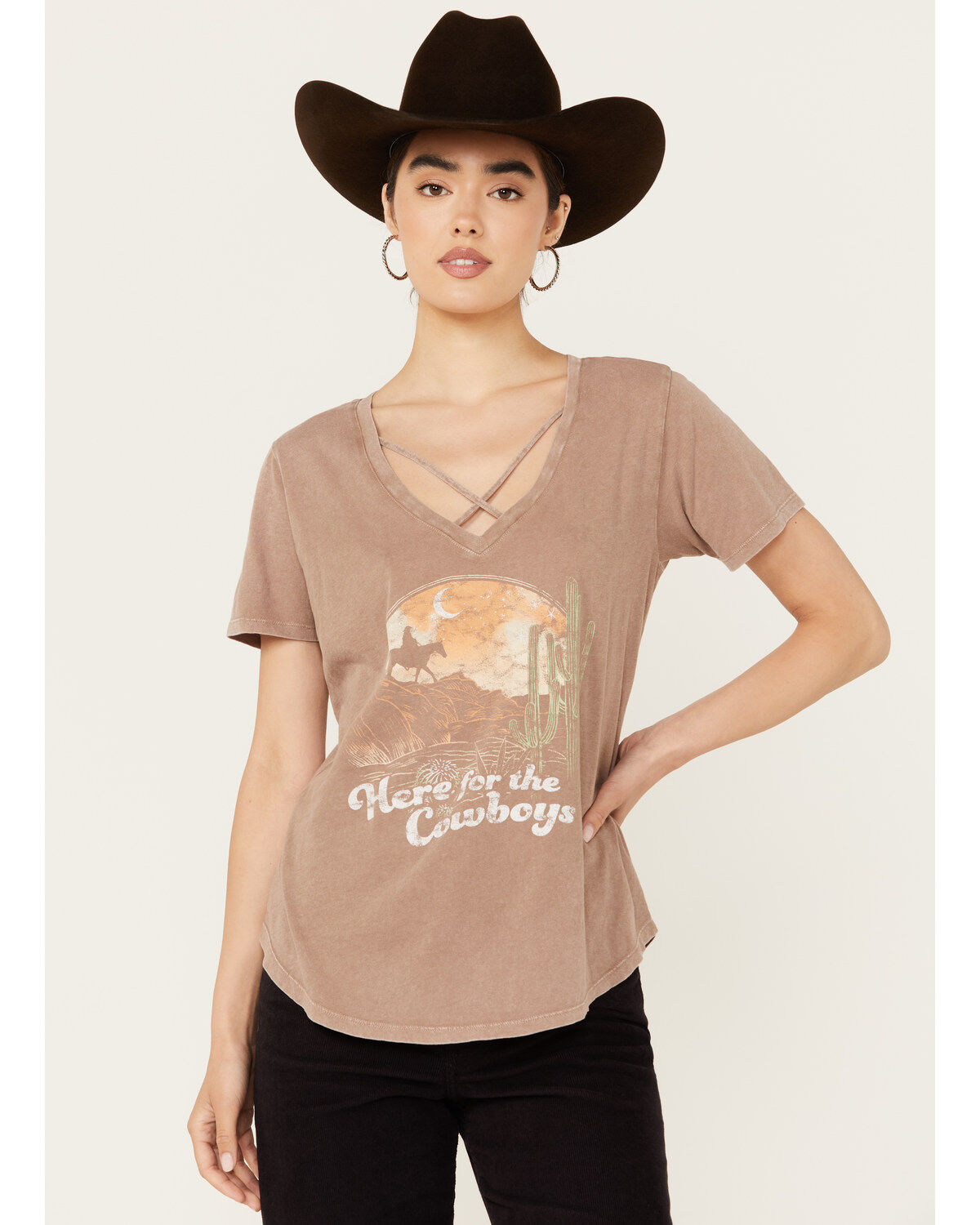 Women's White Crow Here For The Cowboys Short Sleeve Graphic Tee