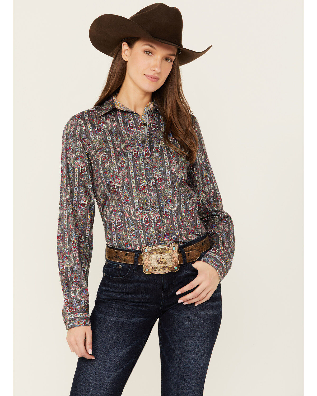 Women's Cinch Paisley Print Long Sleeve Button-Down Western Core Shirt