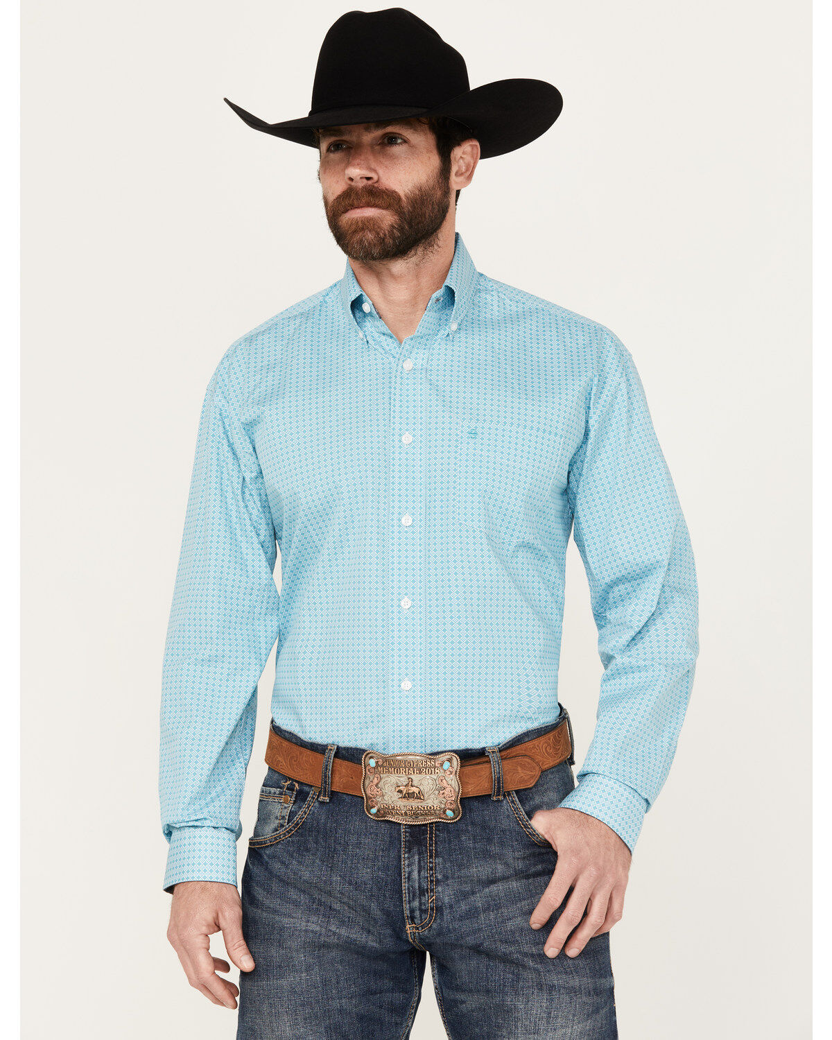 Men's Stetson Geo Print Long Sleeve Button Down Western Shirt