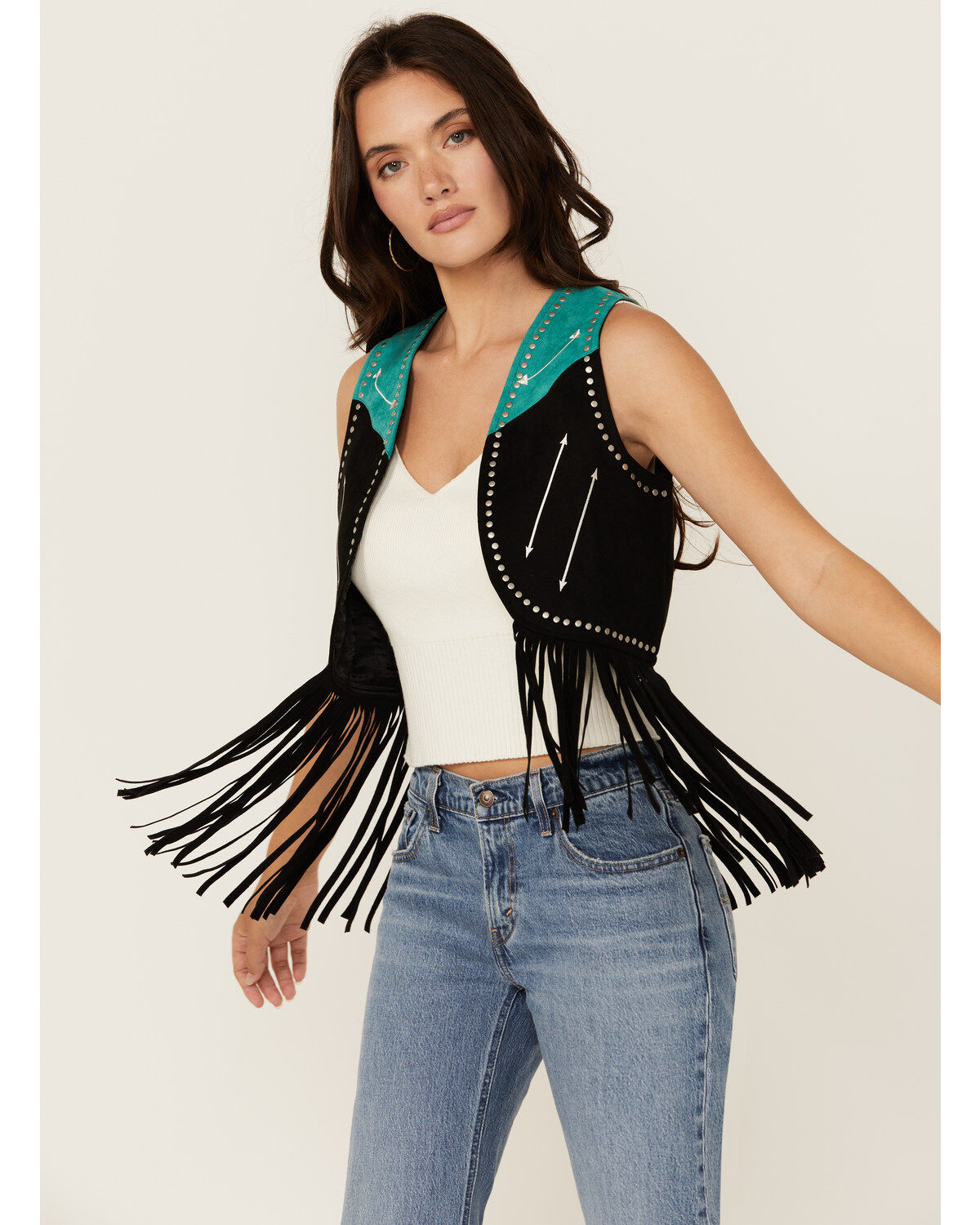 Women's Rock & Roll Denim Fringe Vest