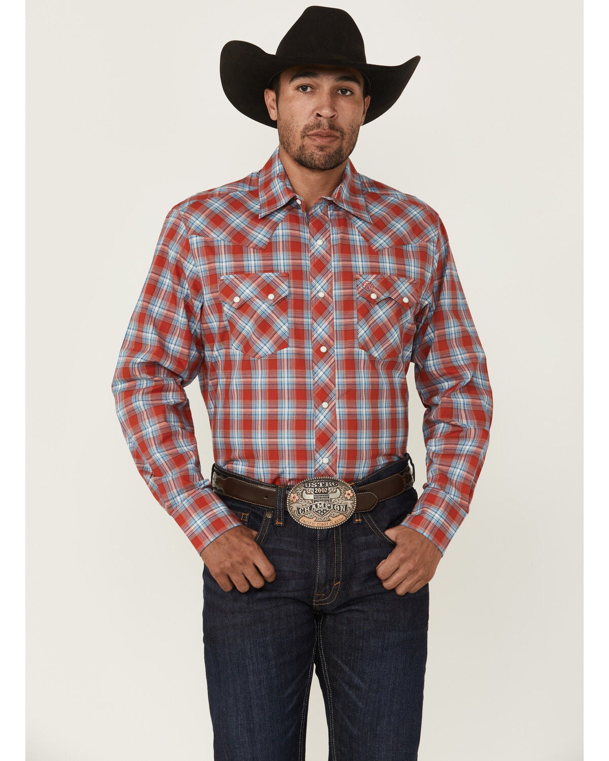 Men's Wrangler Retro Plaid Print Long Sleeve Snap Western Shirt - Tall