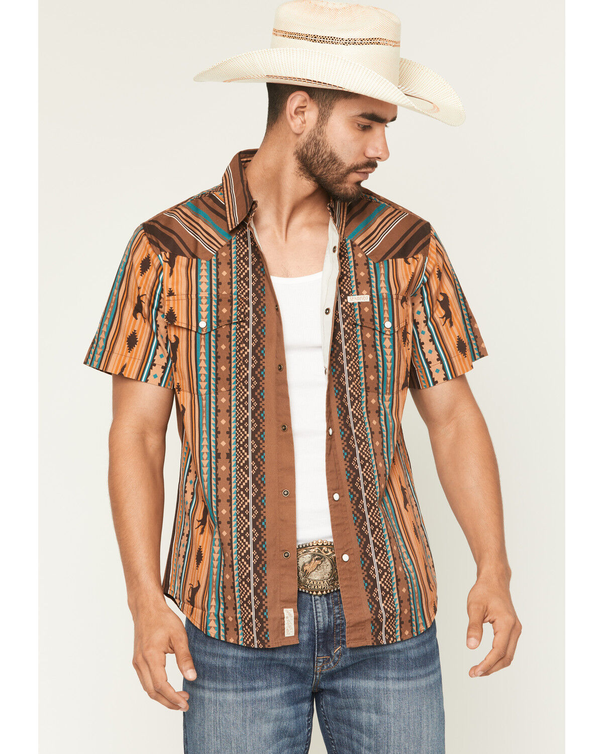 Men's Sendero Provisions Wyatt Southwestern Serape Striped Short Sleev