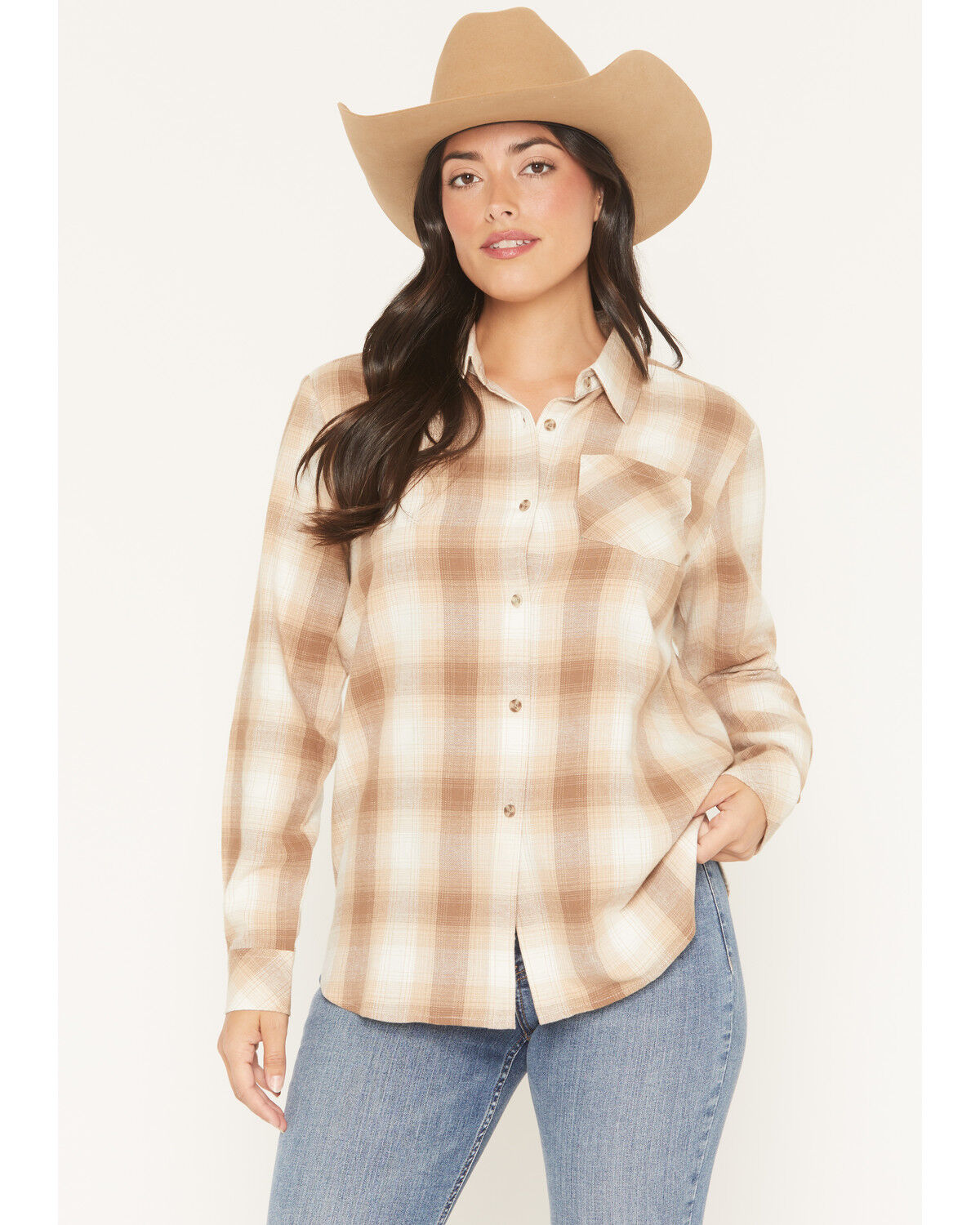 Women's Shyanne Vistas Plaid Print Long Sleeve Button-Down Flannel Shi