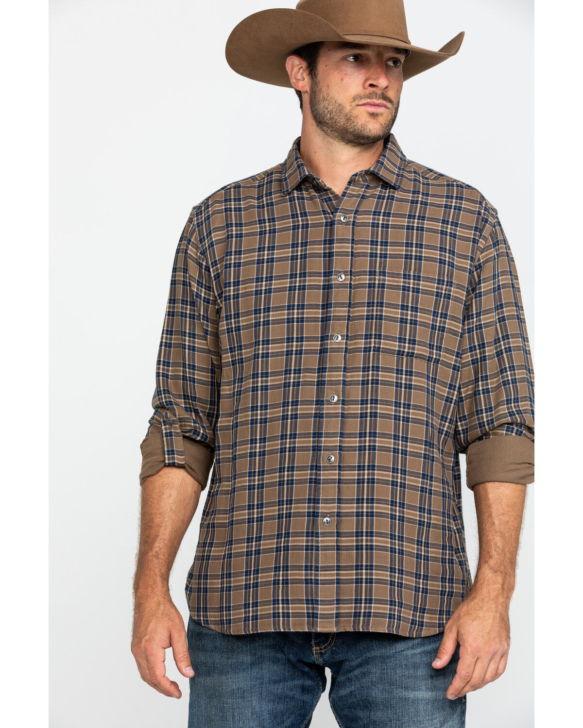 Men's Pendleton Tan Fairbanks Plaid Button Long Sleeve Western Shirt