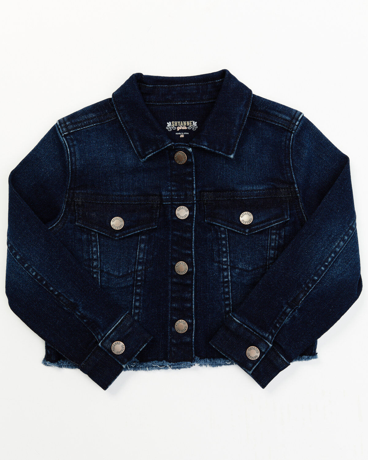 Shyanne Toddler Girls Kent Dark Wash Frayed Denim Jacket