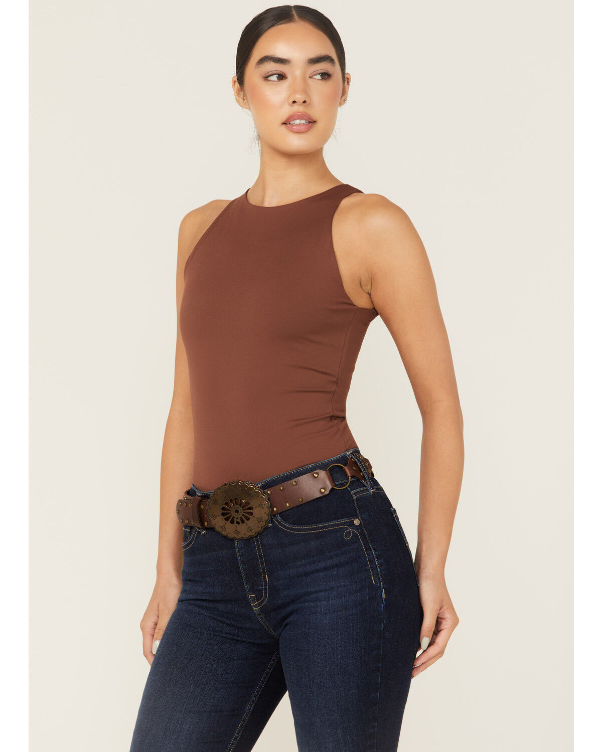 Women's Shyanne Leather Concho Belt with Rings