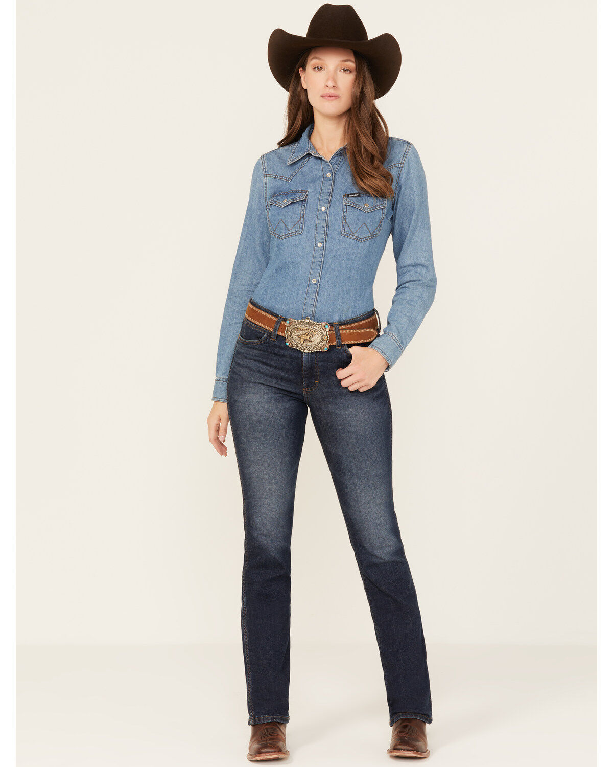 Women's Wrangler Retro Dark Wash High Rise Slim Stretch Bootcut Jeans