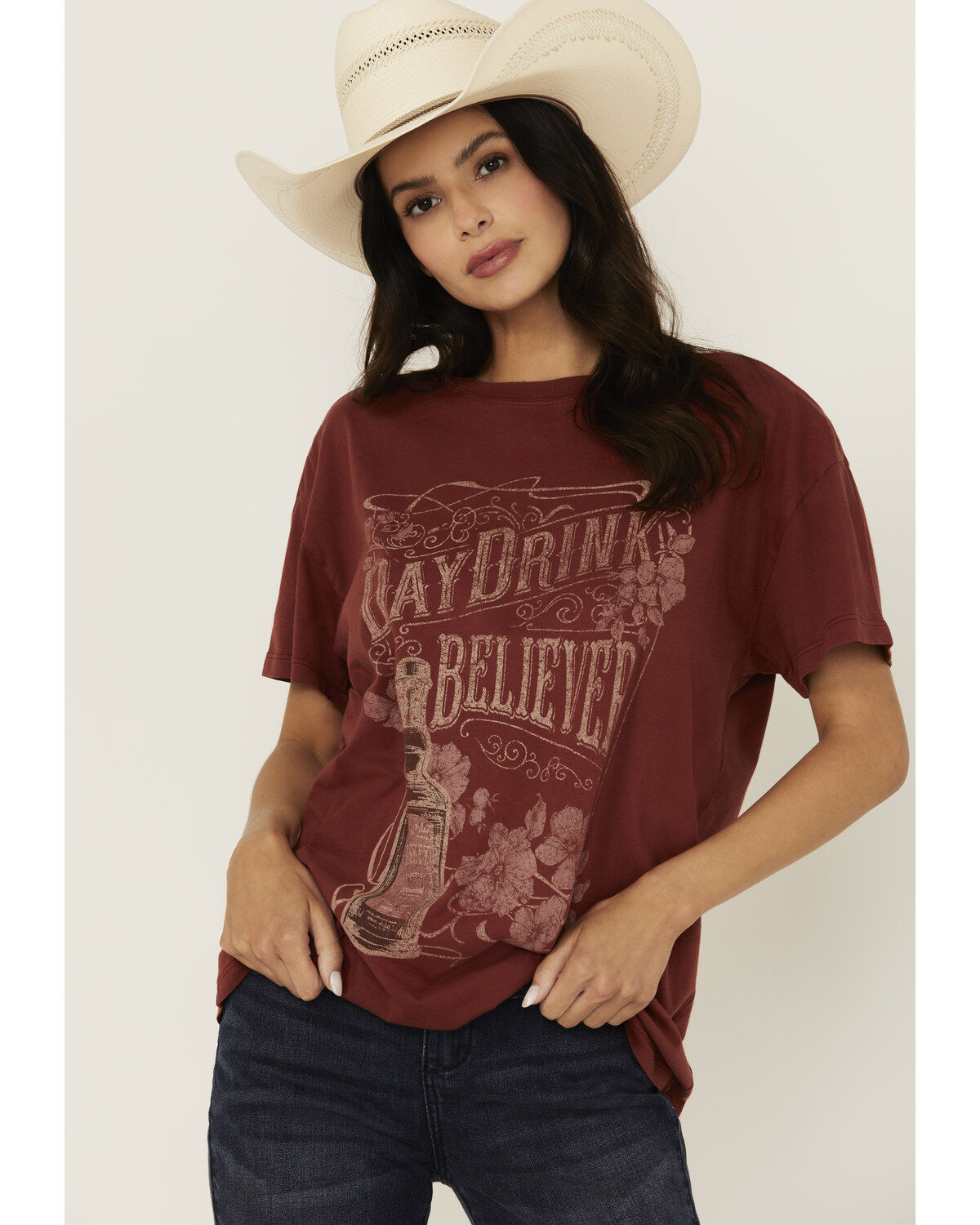Women's Cleo + Wolf Day Drink Believer Short Sleeve Graphic Tee