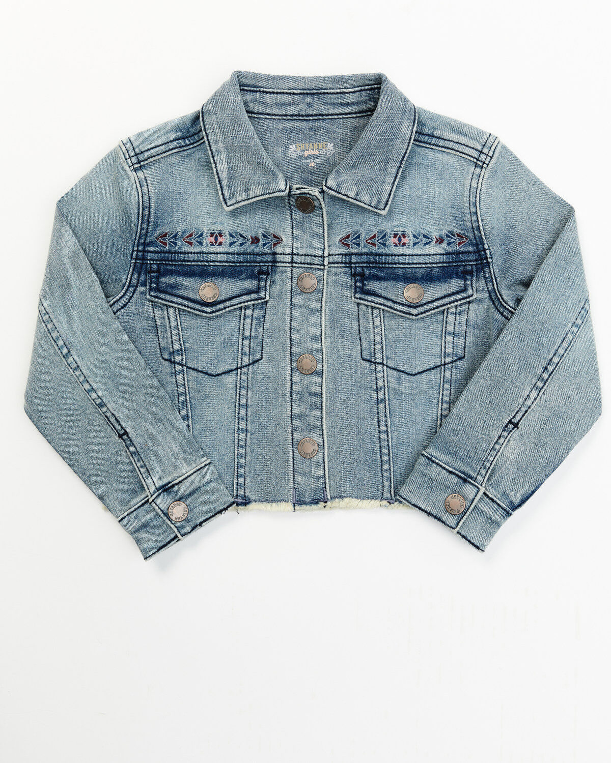 Girls' Shyanne Toddler Forks Light Wash Frayed Embroidered Denim Jacke