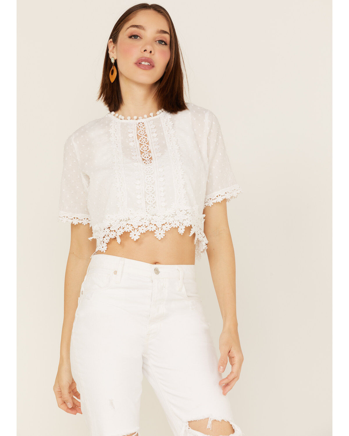 Women's Z&L Swiss Dot Costa Crop Top
