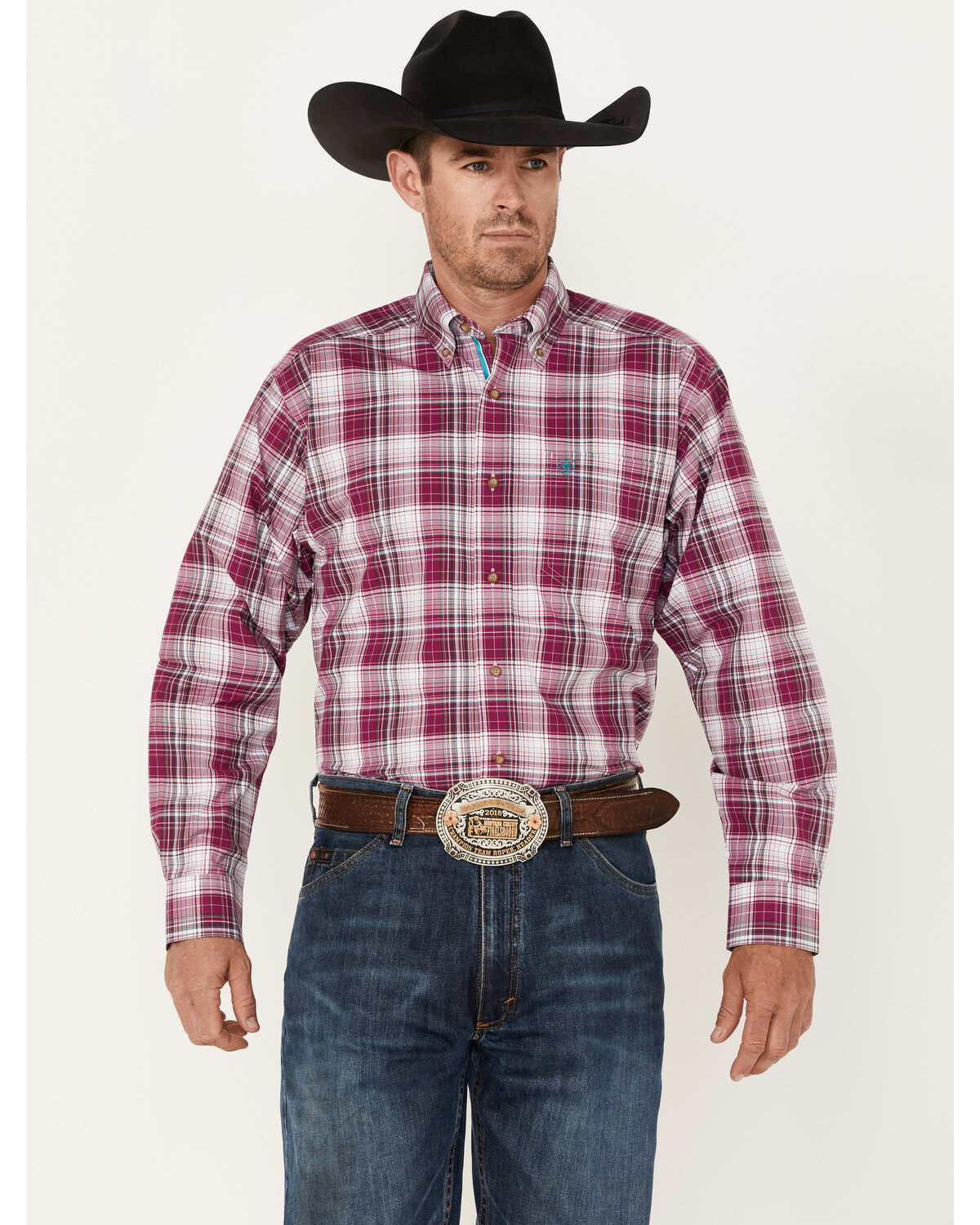 Men's Ariat Fosco Pro Stretch Plaid Button Down Western Shirt