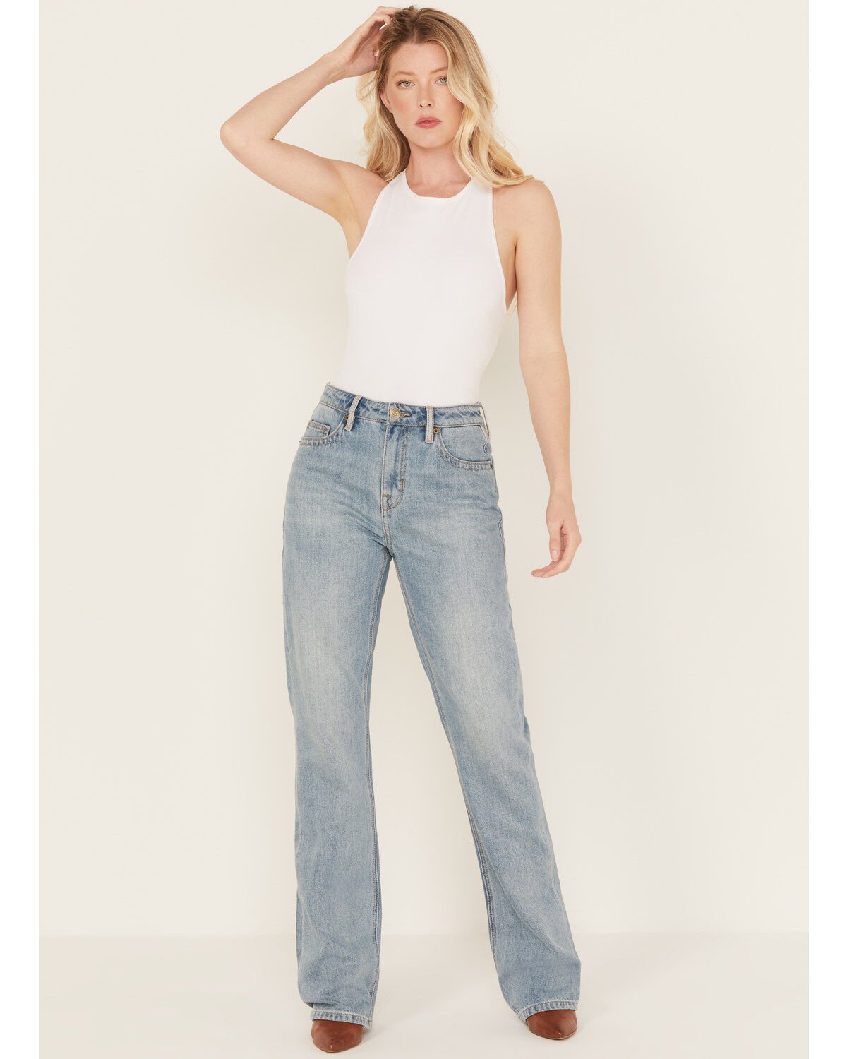 Women's Rock & Roll Denim Desperado Light Wash High Rise Bootcut Jeans