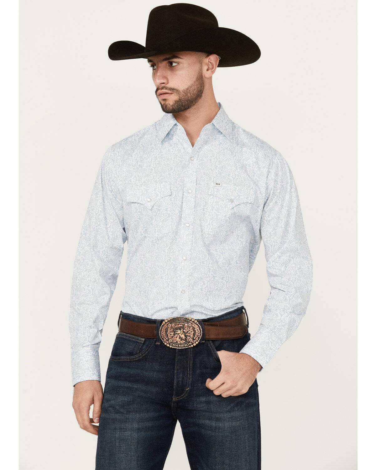Men's Ely Walker Paisley Print Long Sleeve Snap Western Shirt